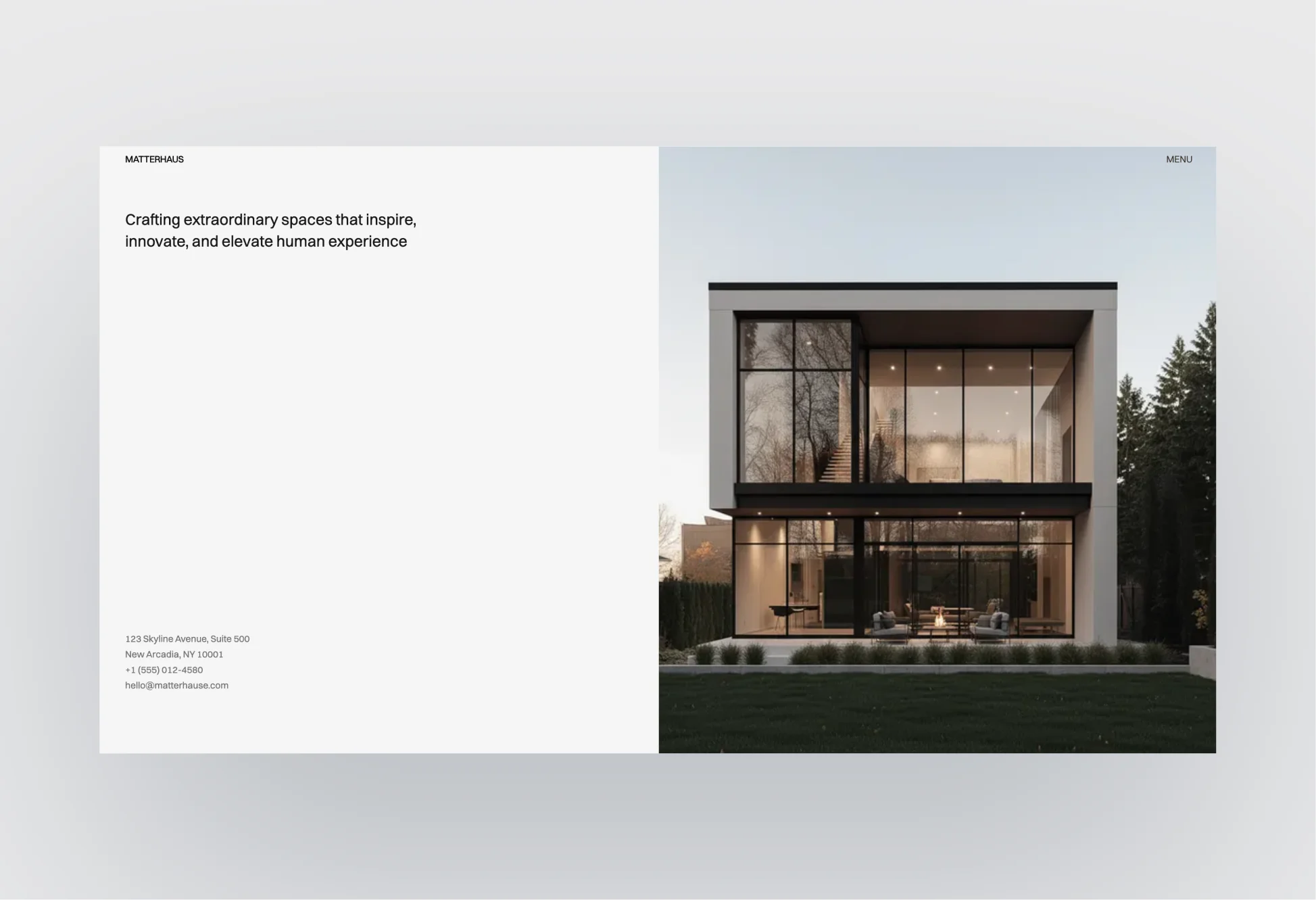 Matterhaus architecture studio homepage layout