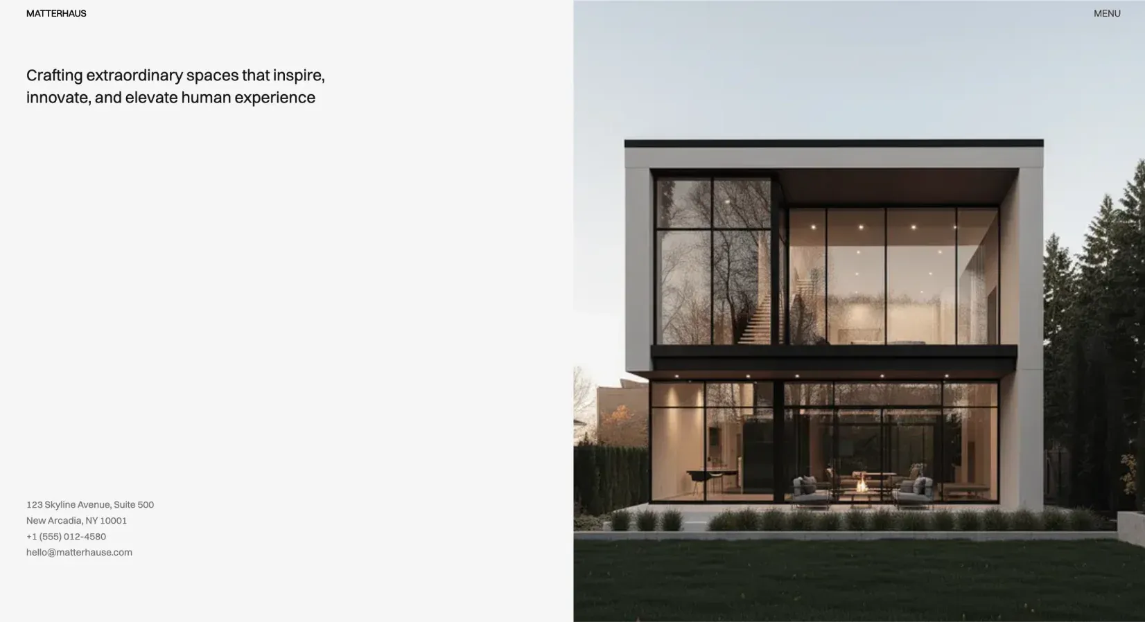 Matterhaus architecture studio homepage layout