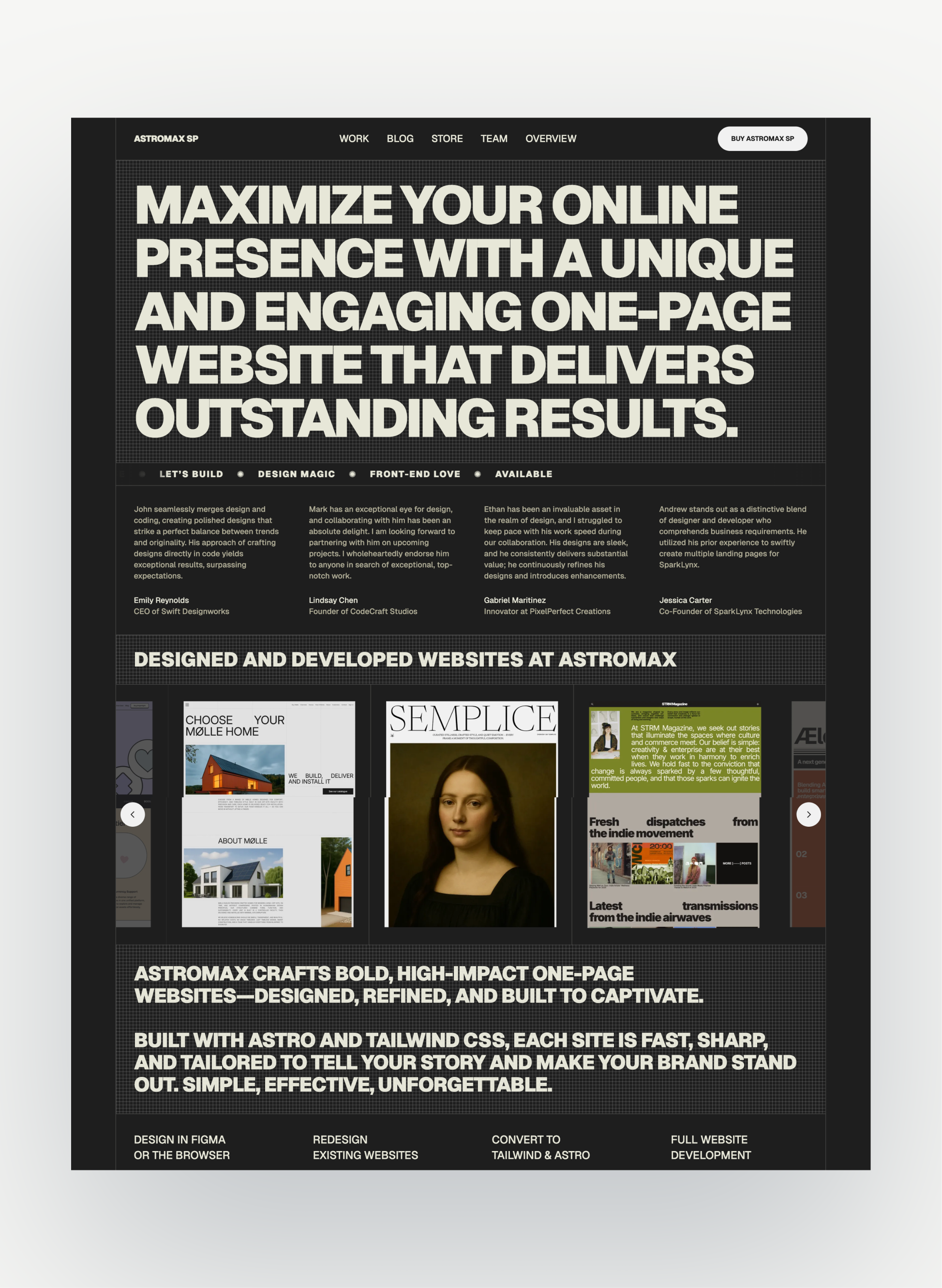 astromaxsp bold creative agency homepage layout