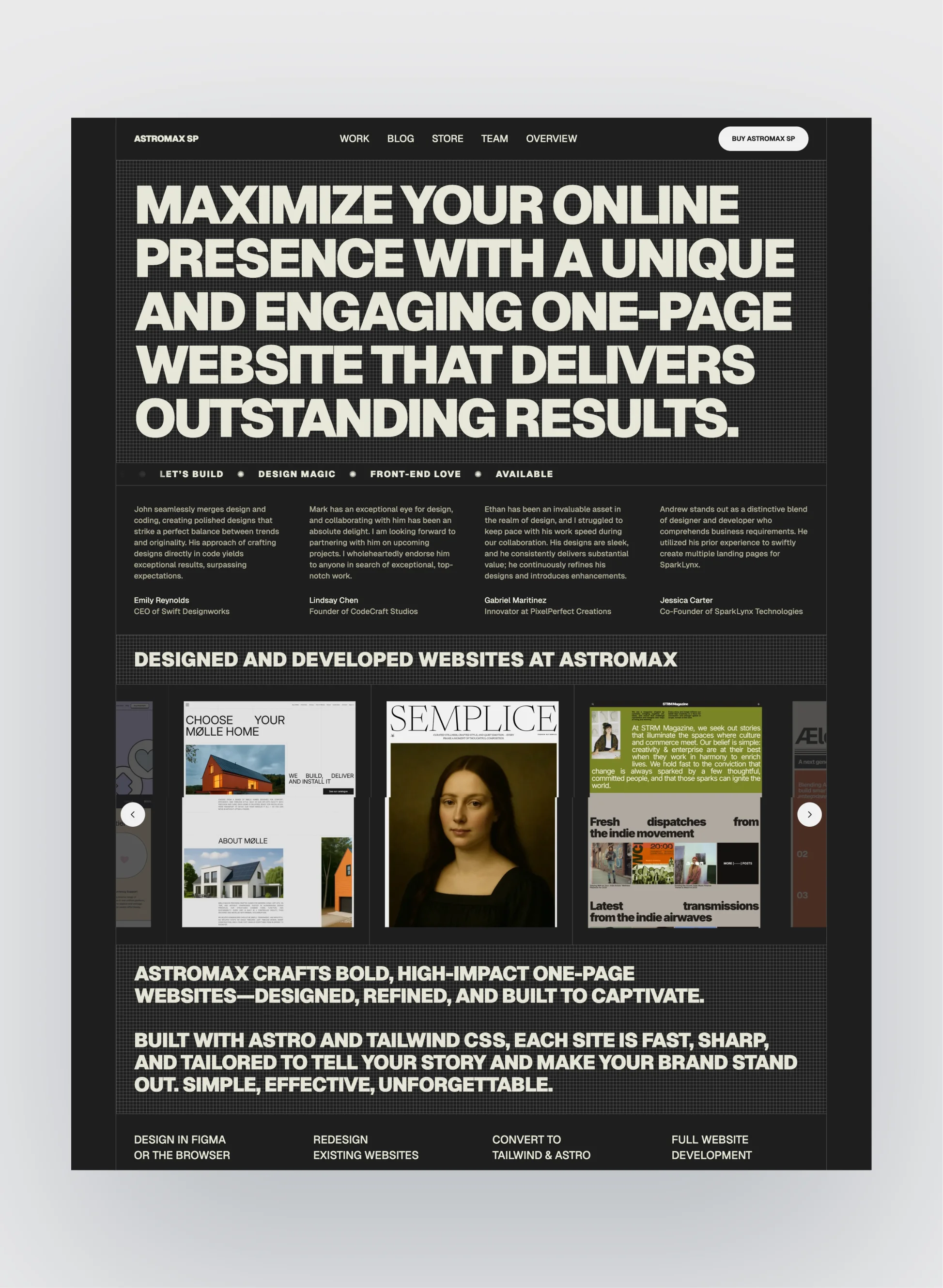 astromaxsp bold creative agency homepage layout
