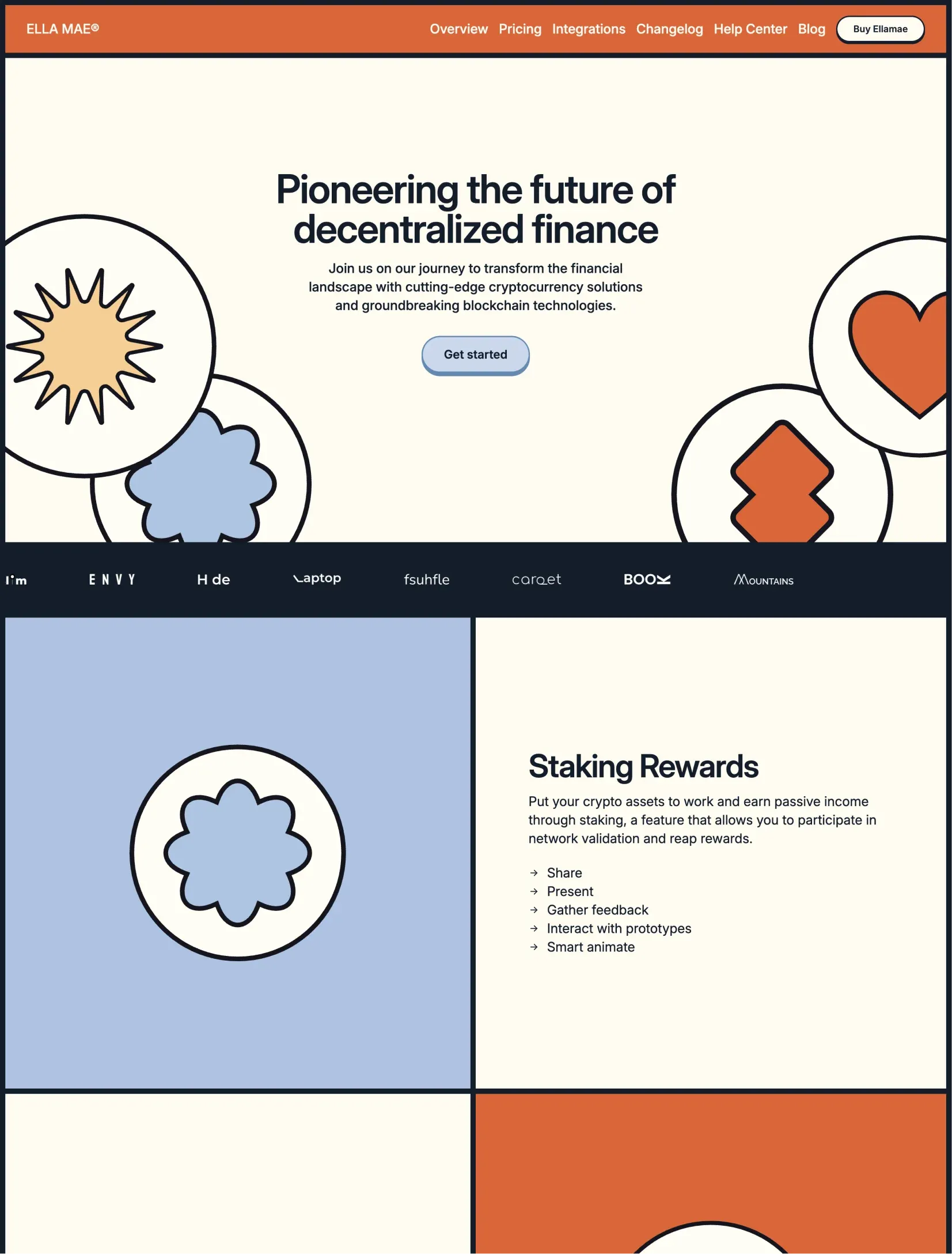 Ella Mae homepage layout