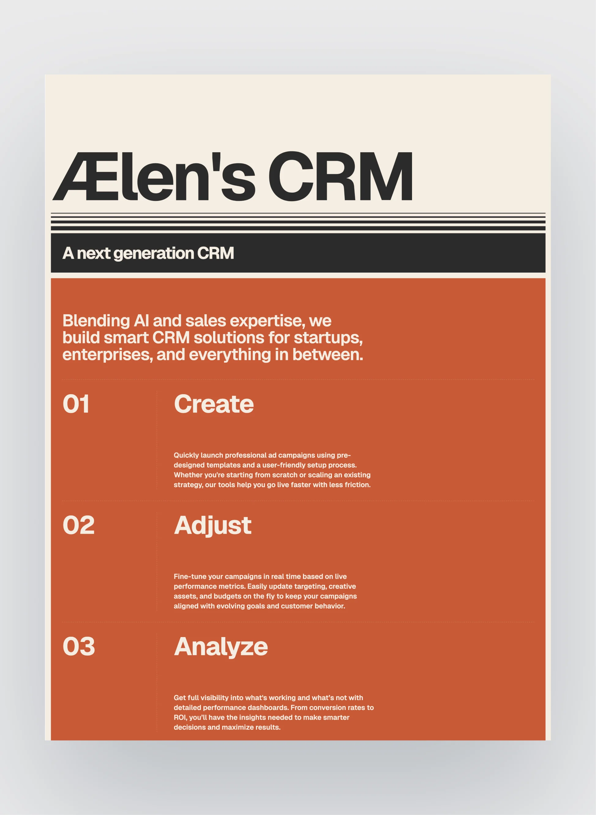 Ælen SaaS landing page with clean retro-modern design
