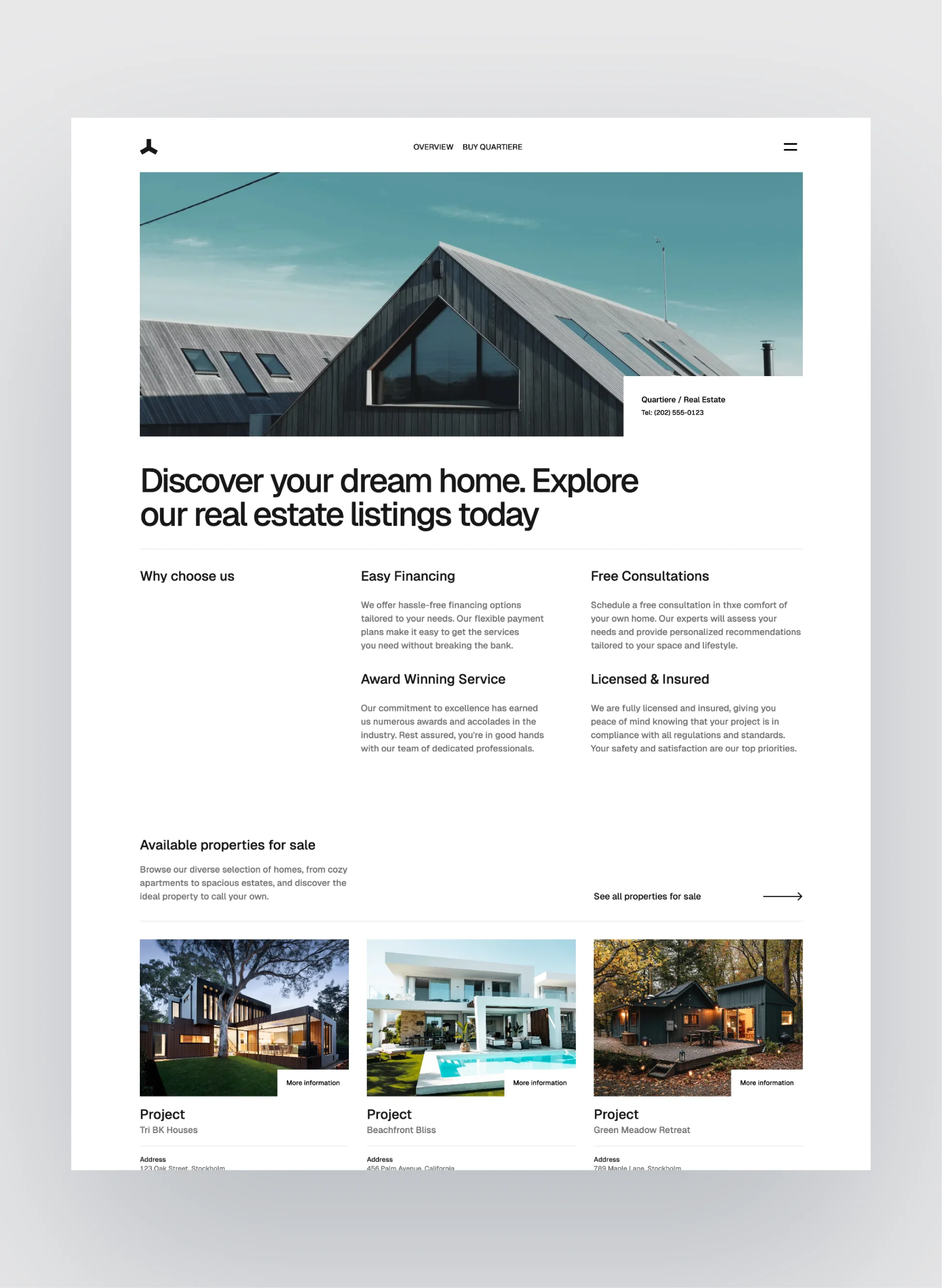 Quartiere homepage layout