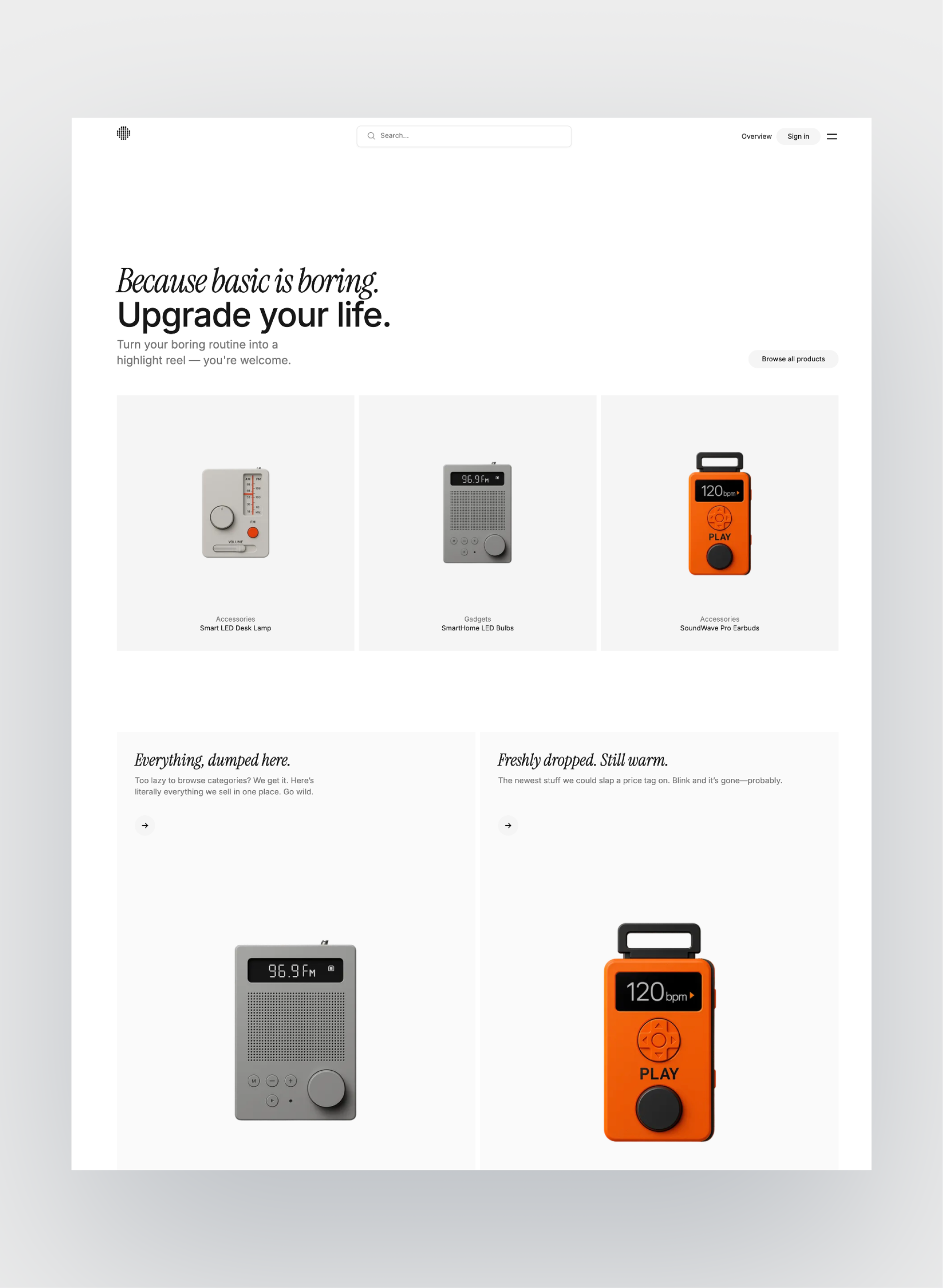 Williamsburg ecommerce homepage layout