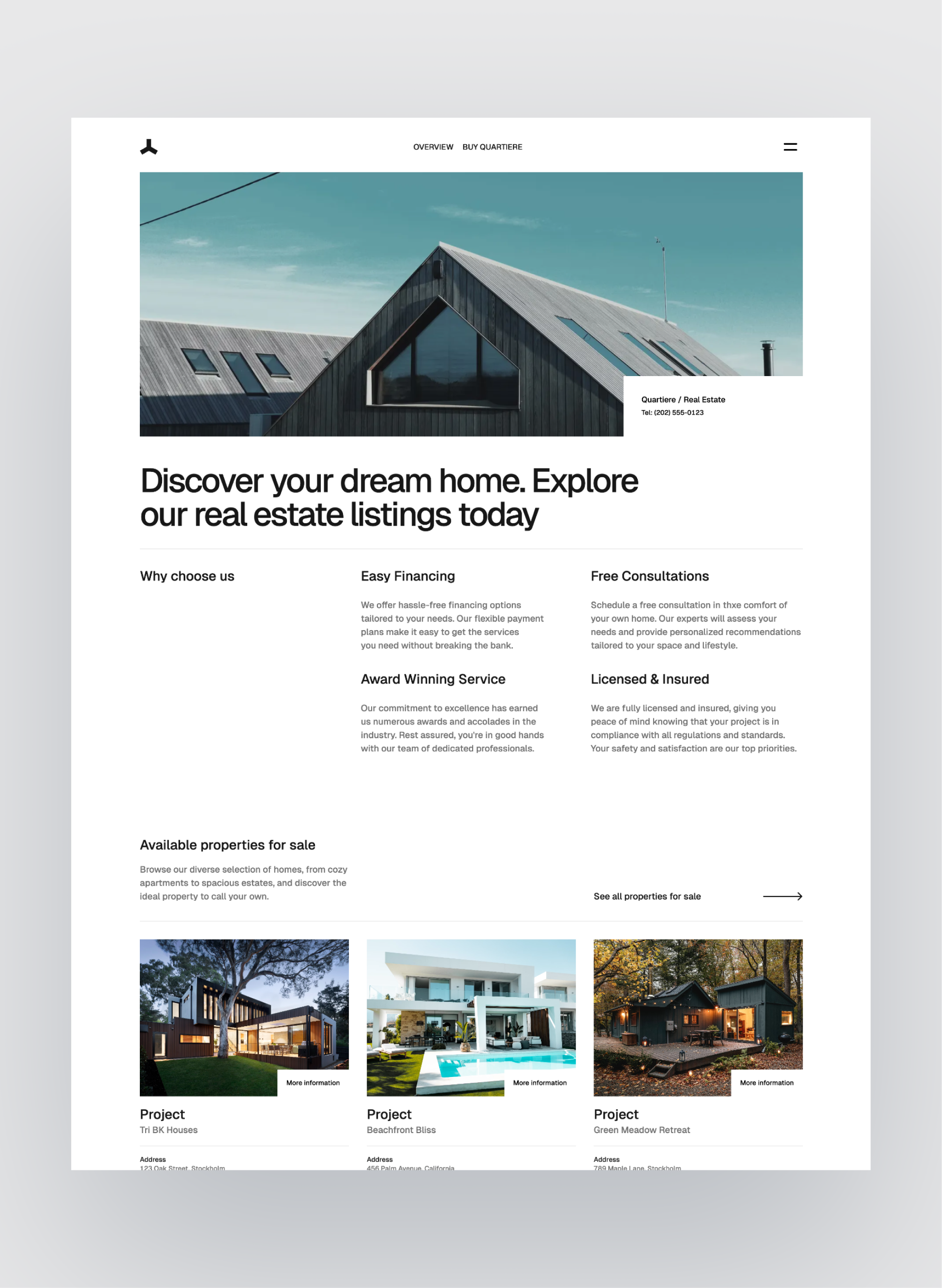 Quartiere homepage layout