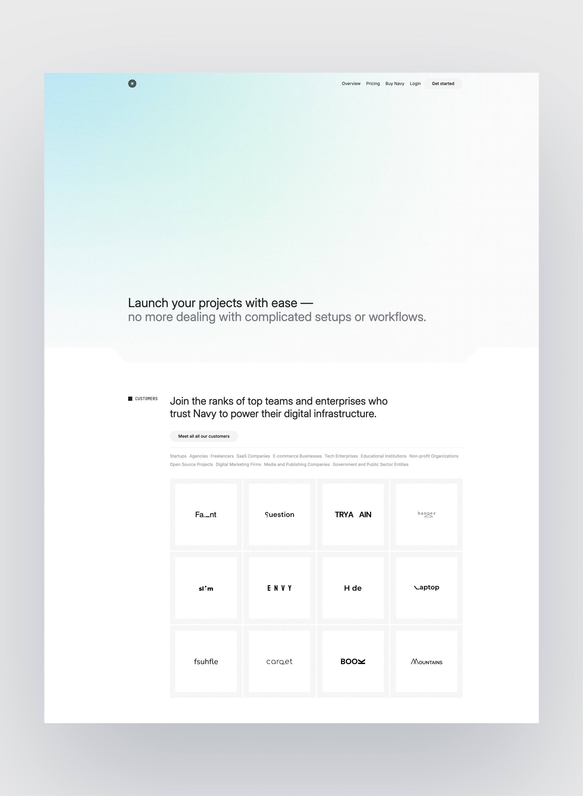 Navy homepage layout