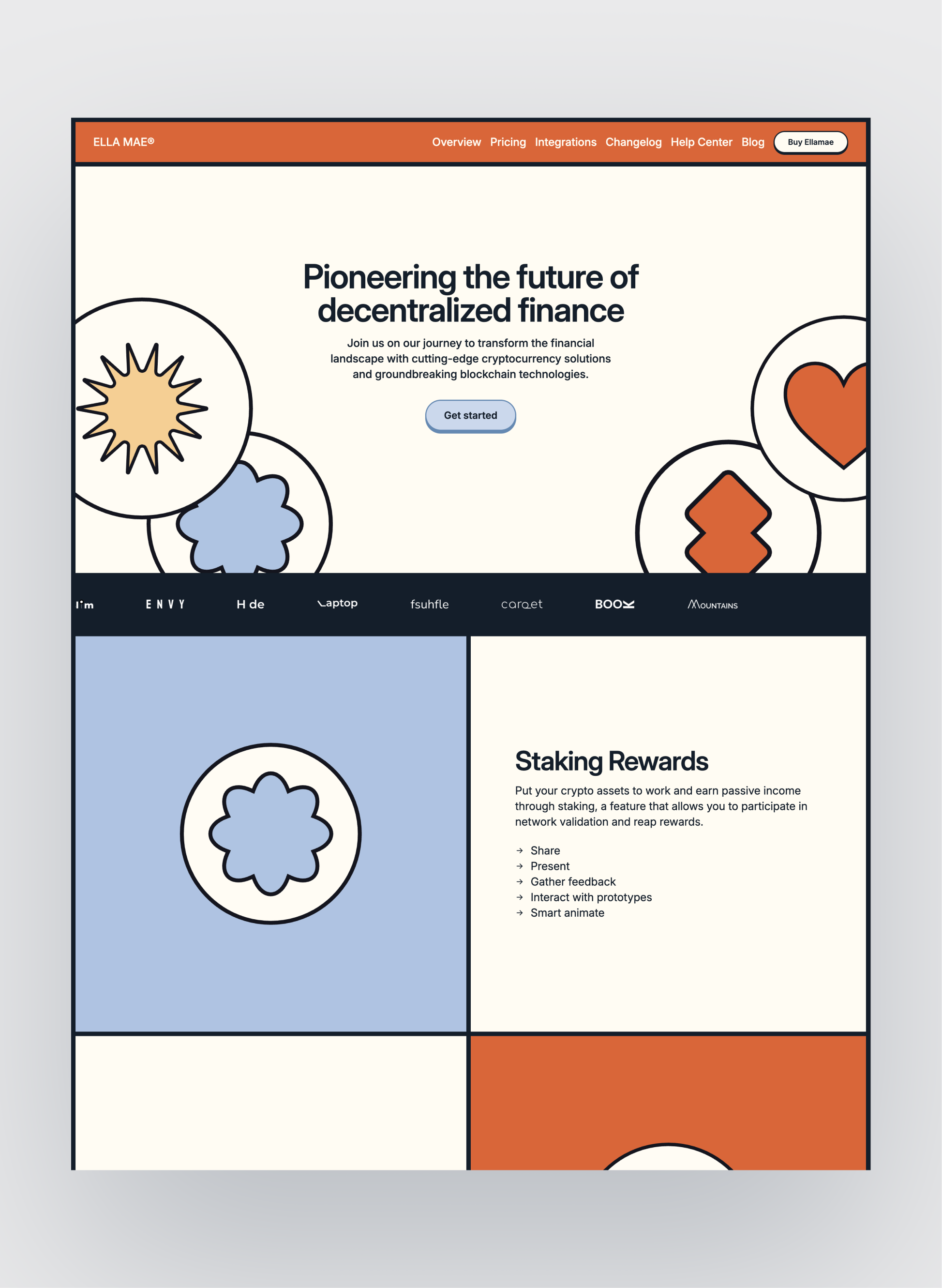 Ella Mae homepage layout