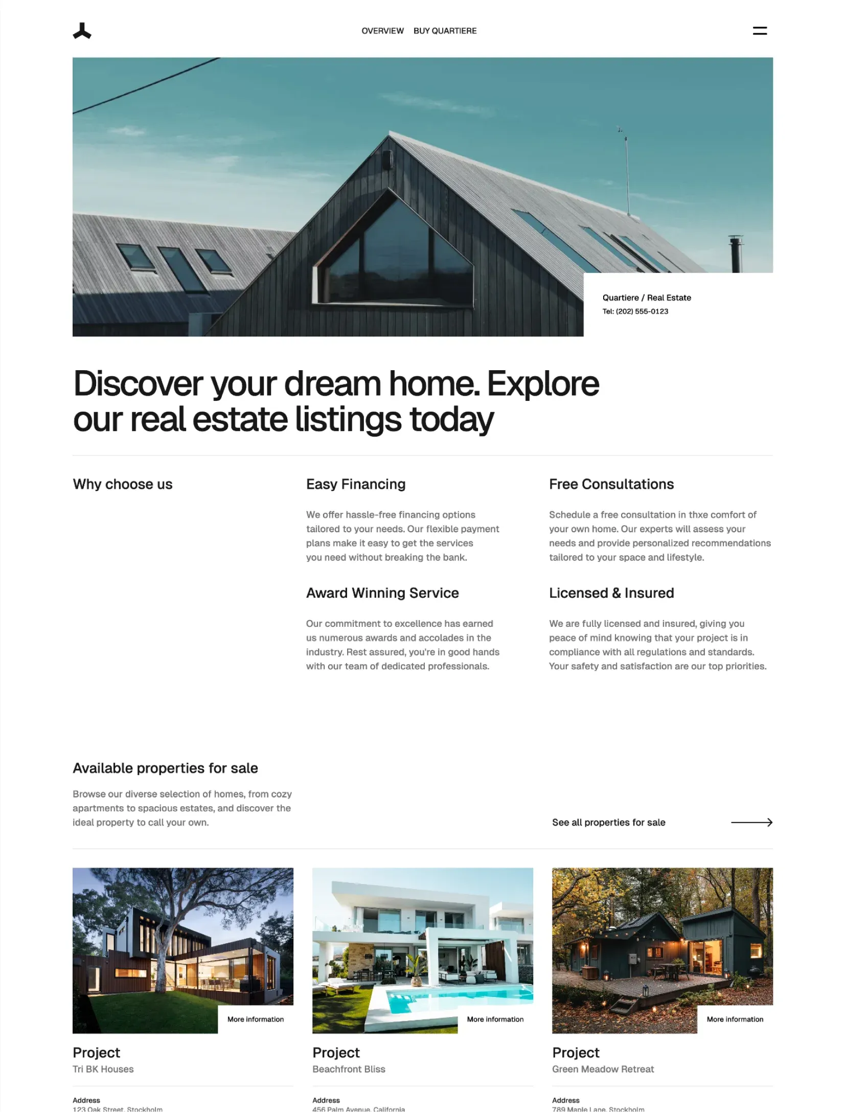 Quartiere homepage layout
