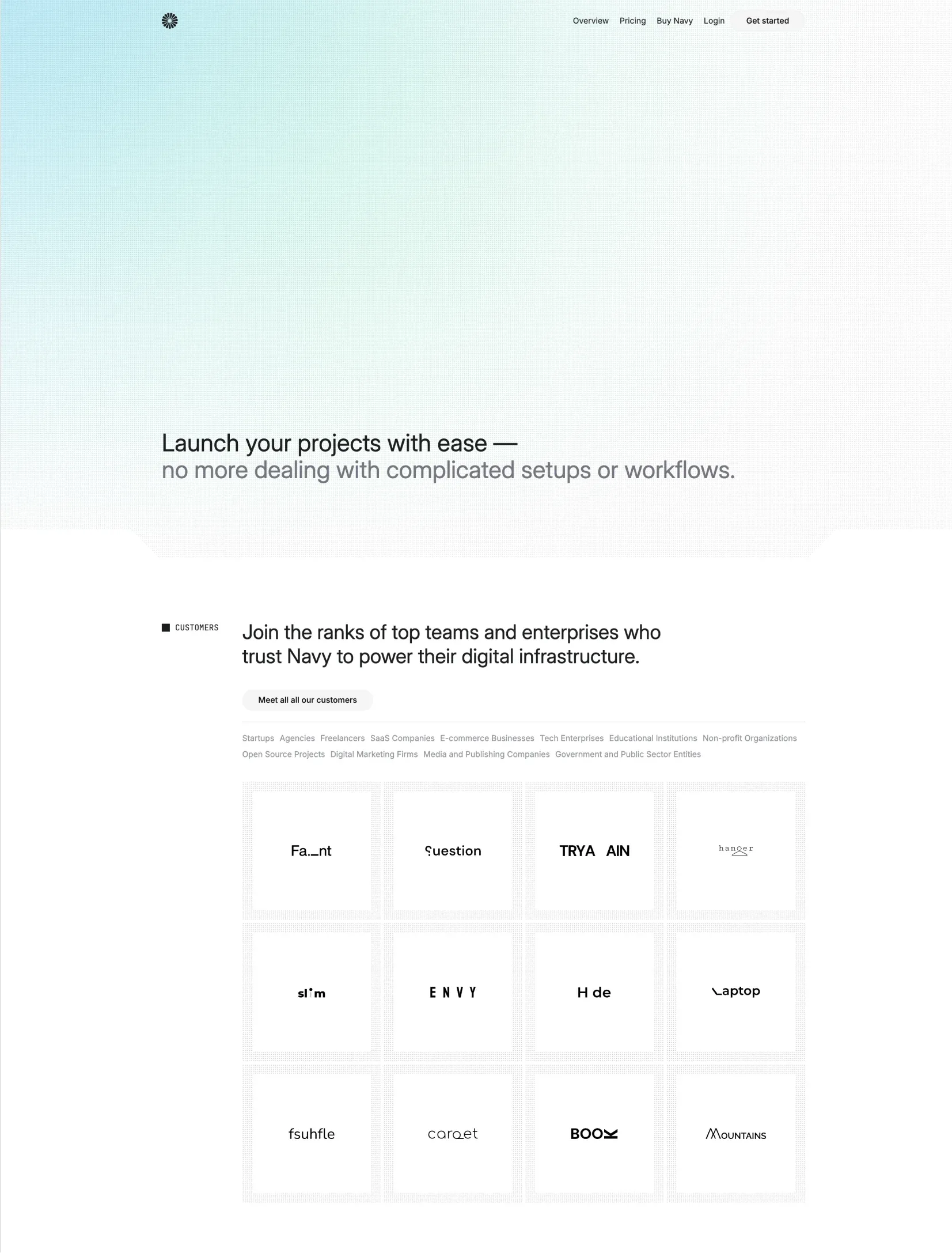 Navy homepage layout