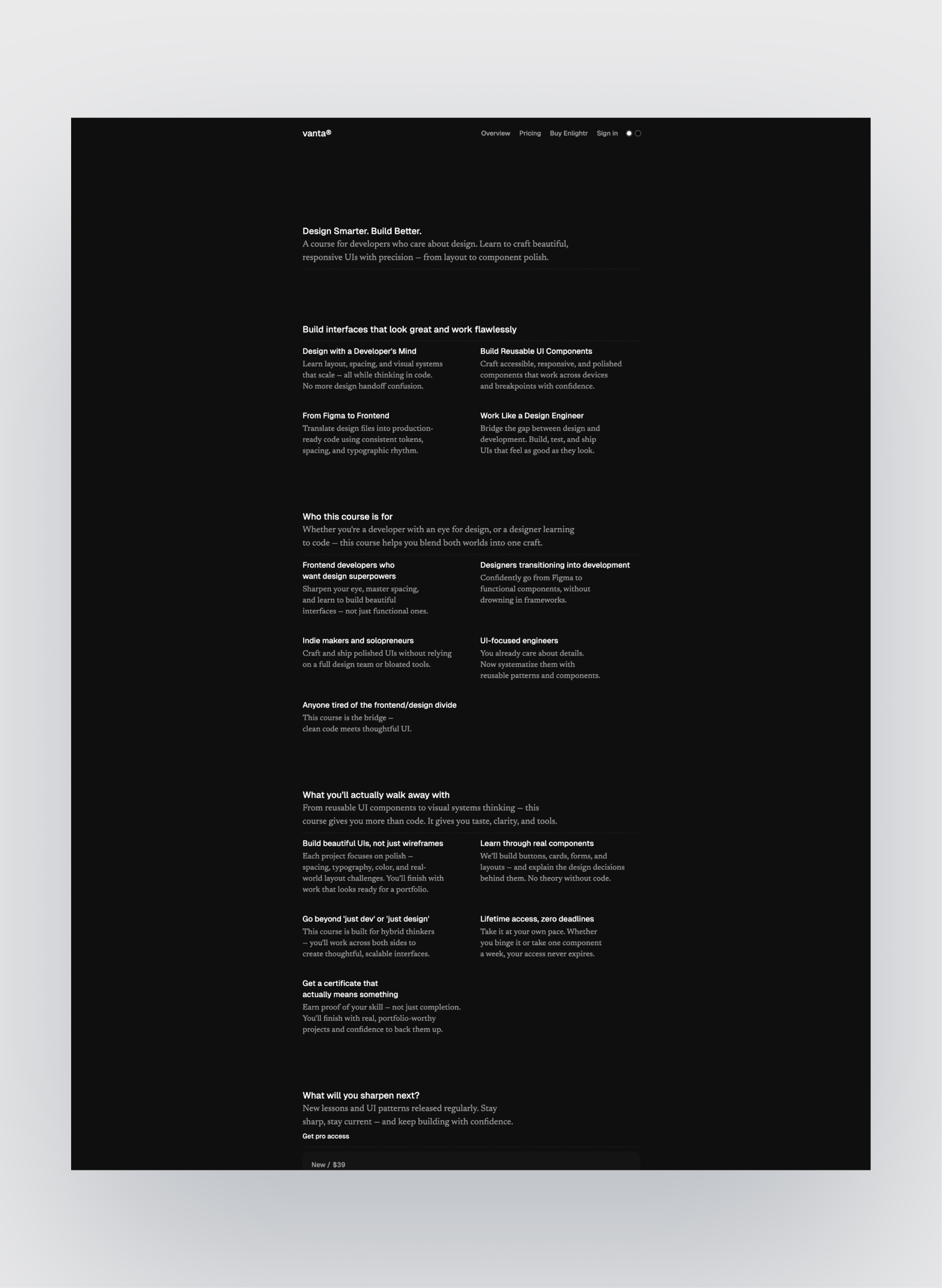 Vanta student dashboard