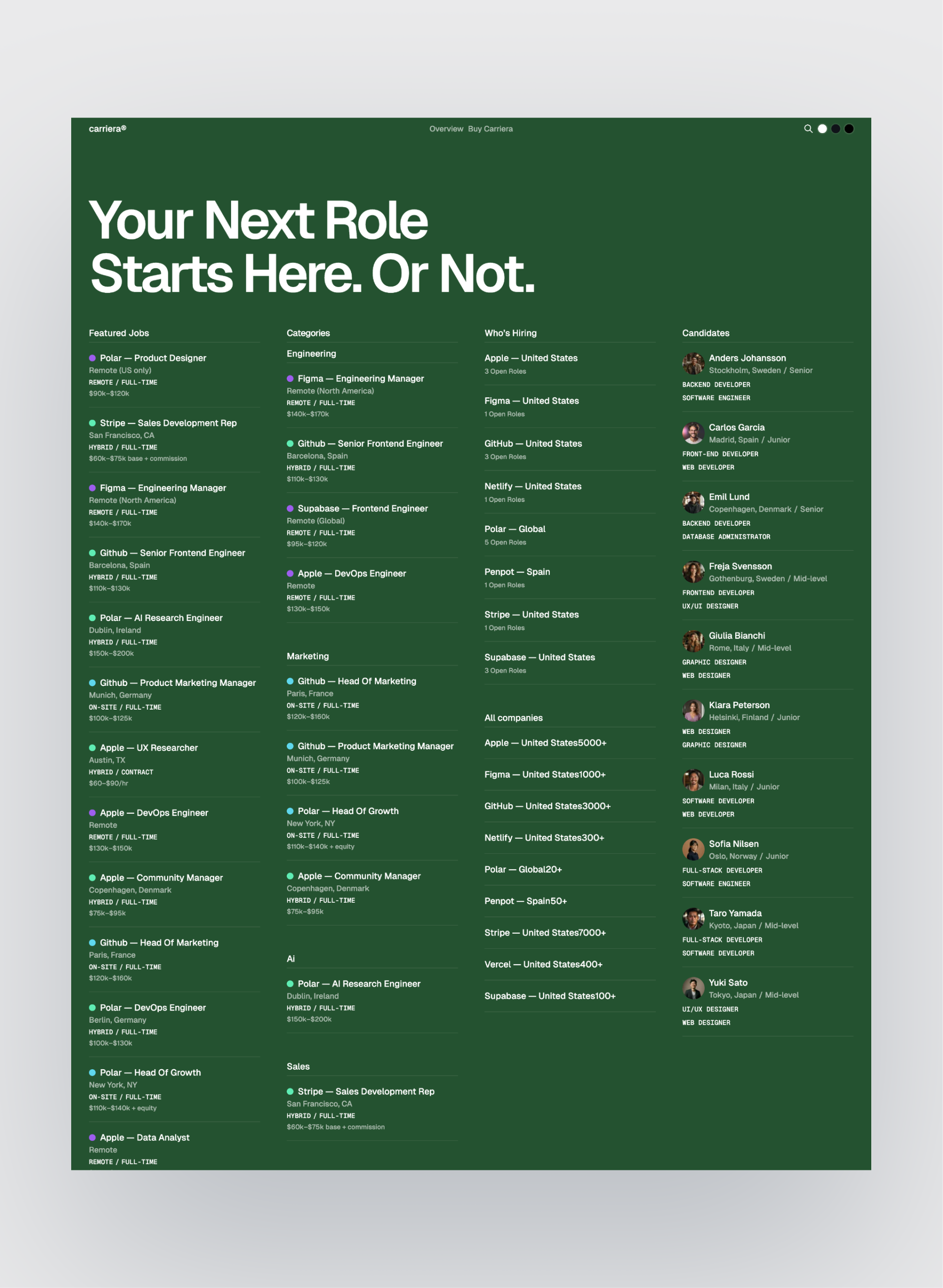 Carriera page preview