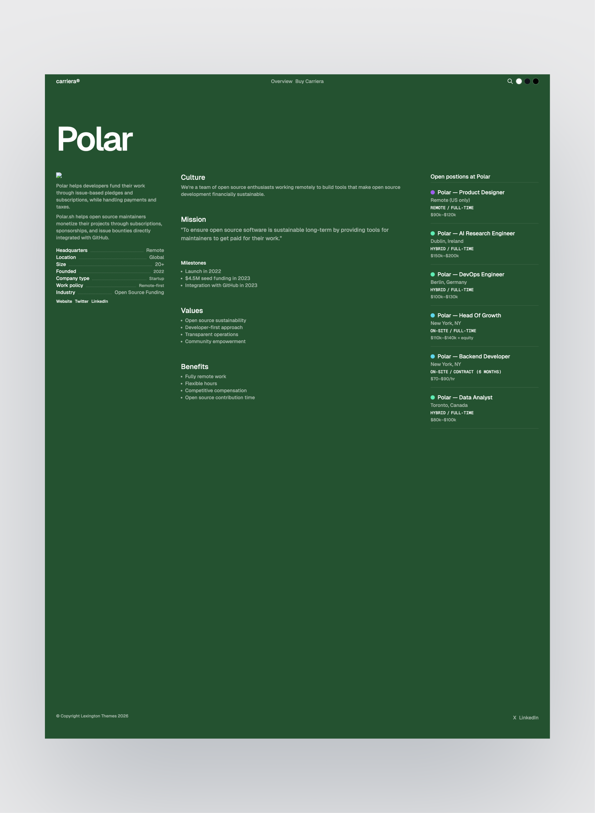 Carriera page preview