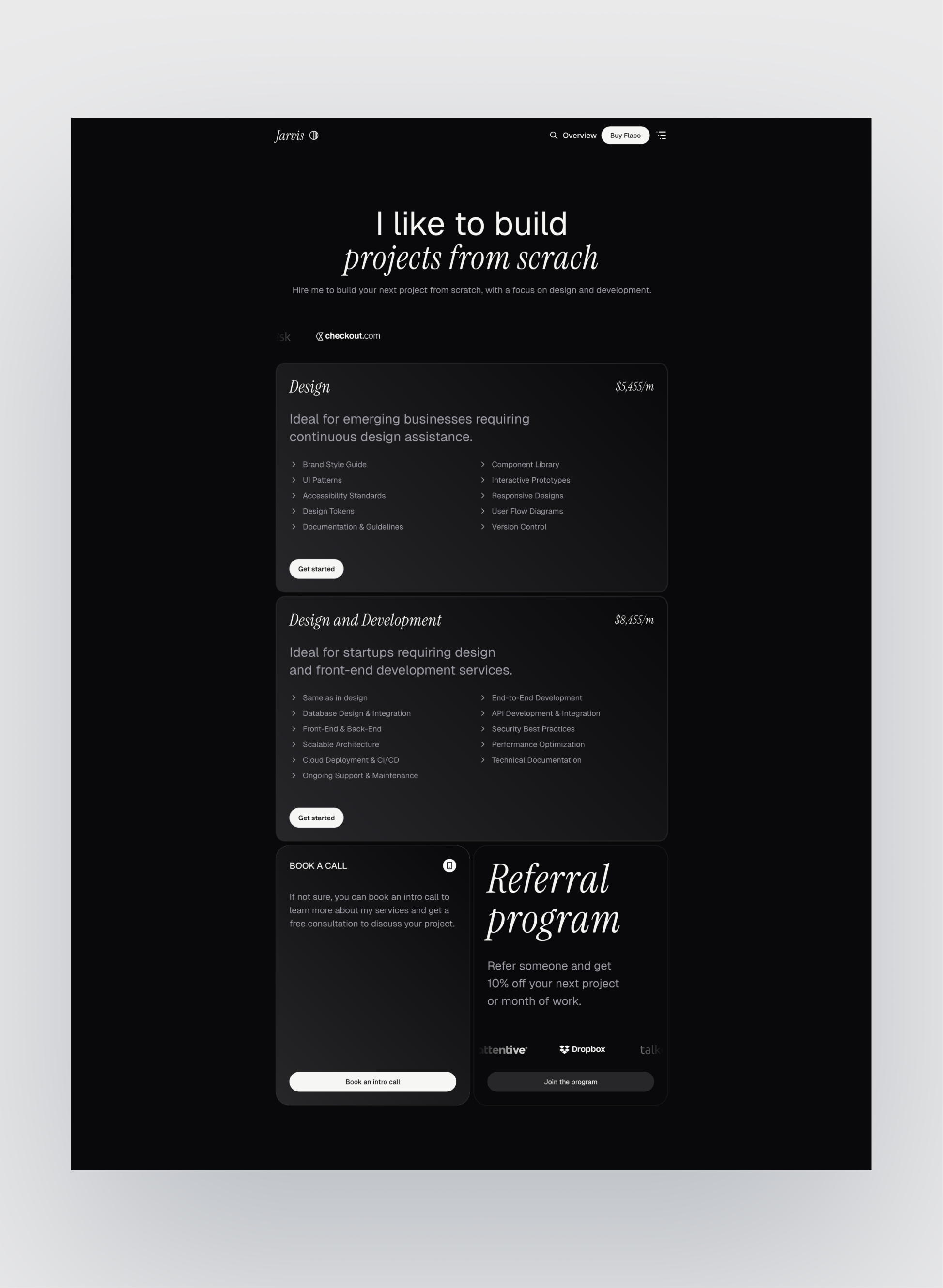 Flaco services page layout