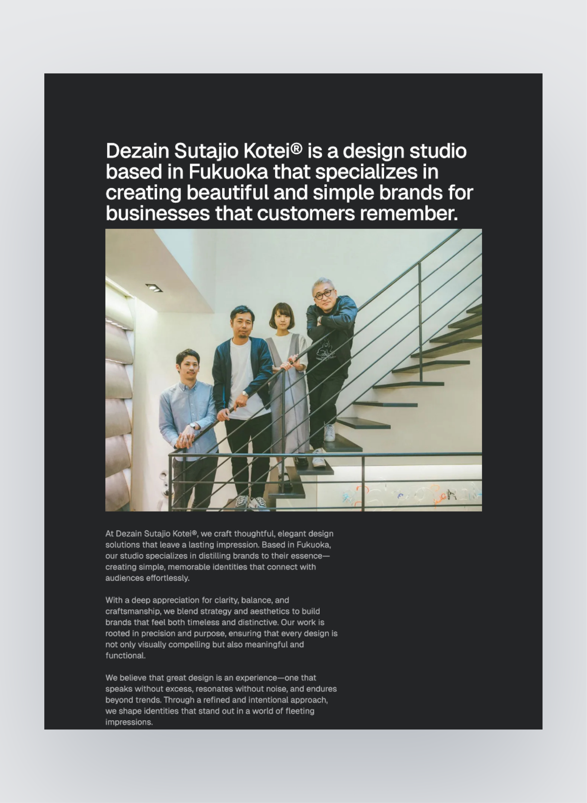 Kotei testimonials section