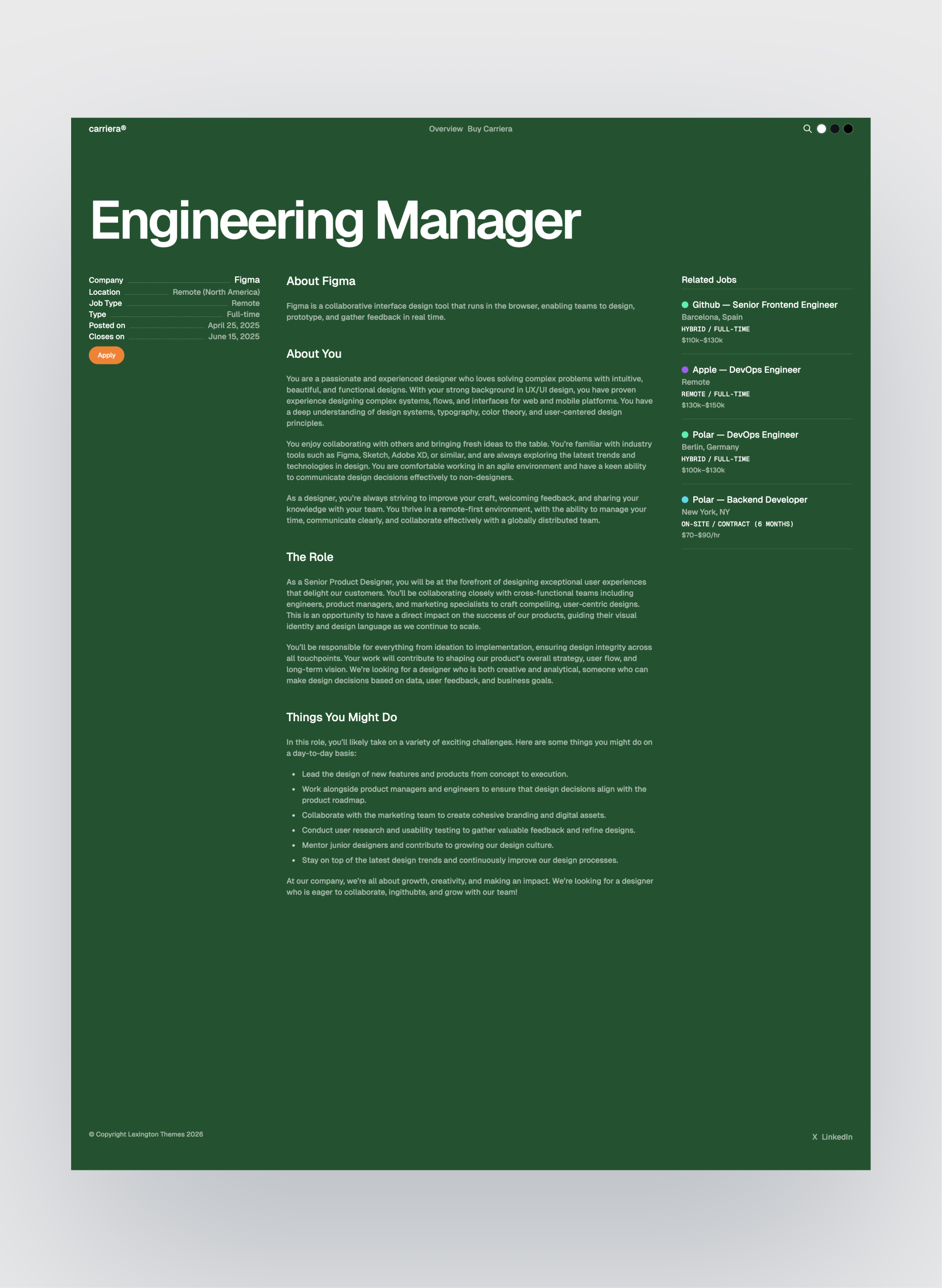 Carriera page preview