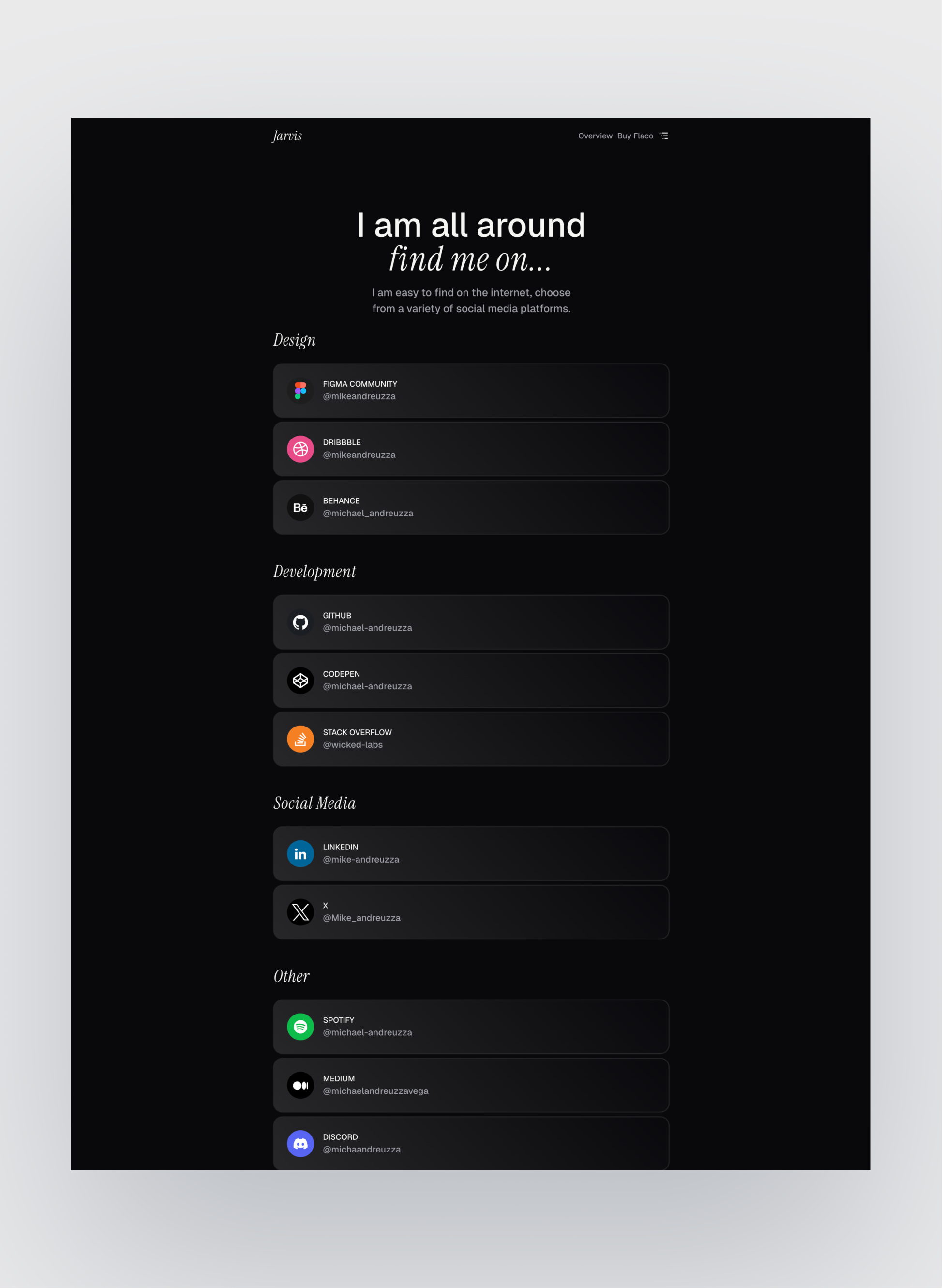 Flaco pricing page layout