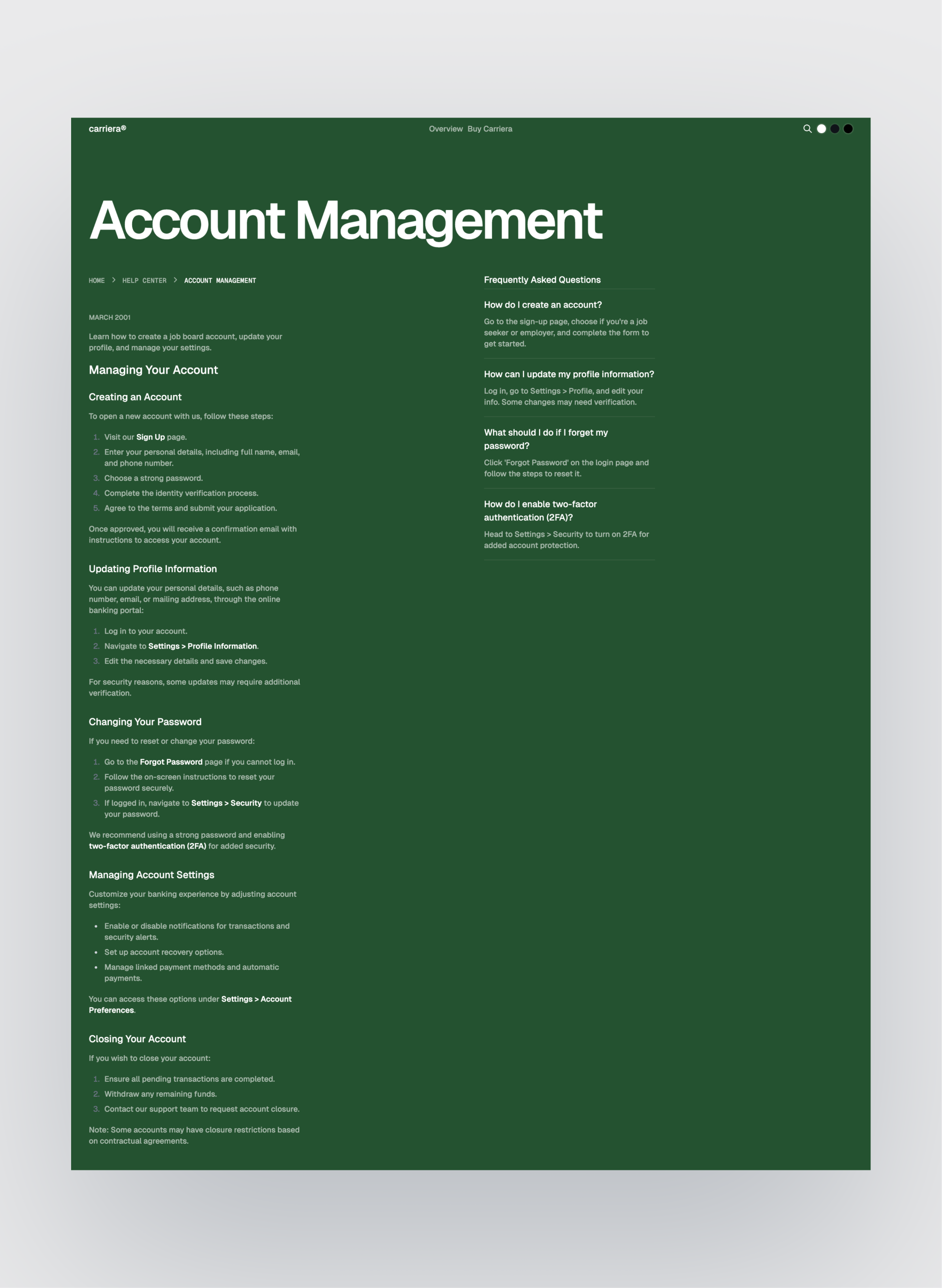 Carriera page preview