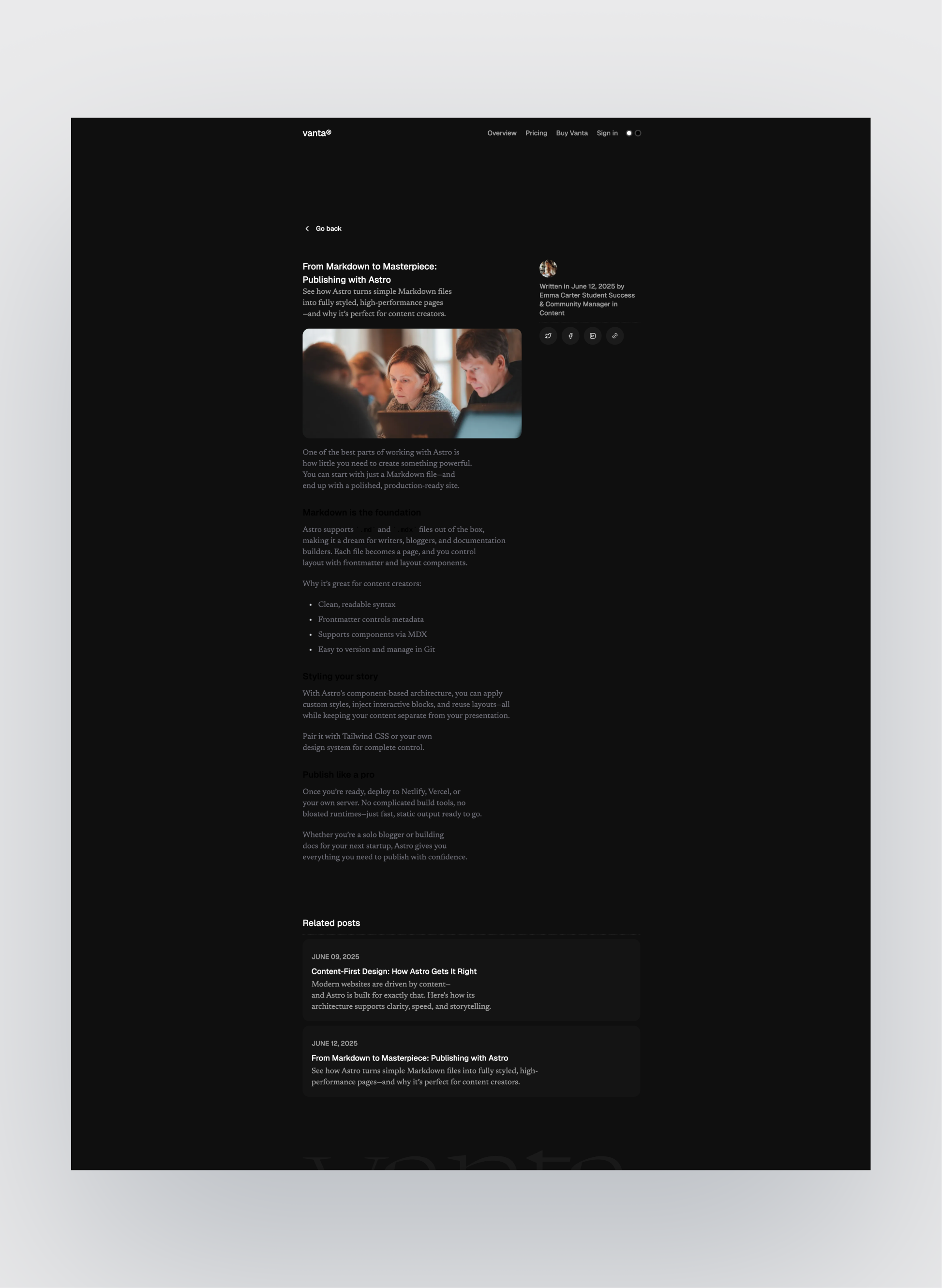 Vanta quiz interface
