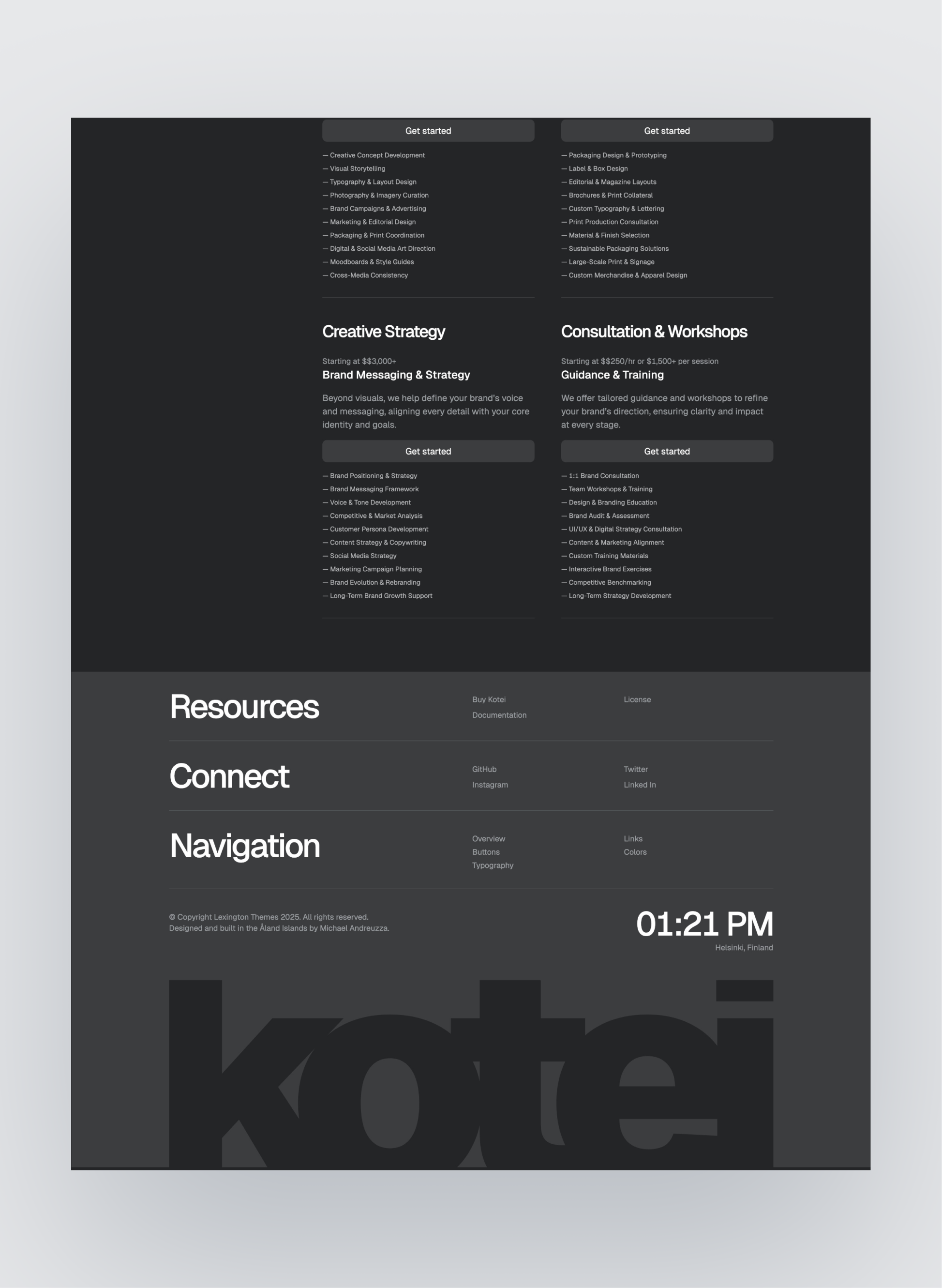 Kotei light mode layout