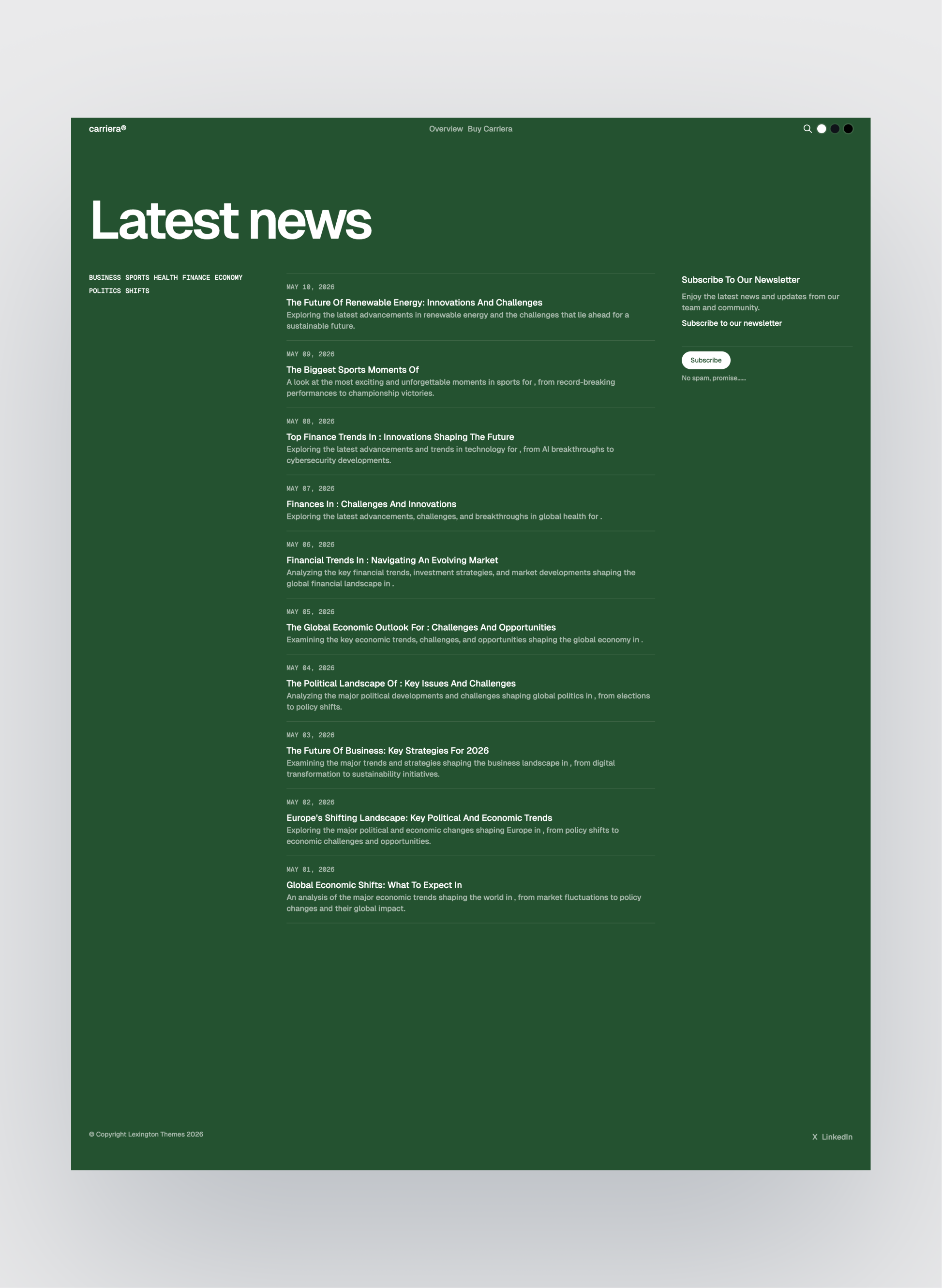 Carriera page preview