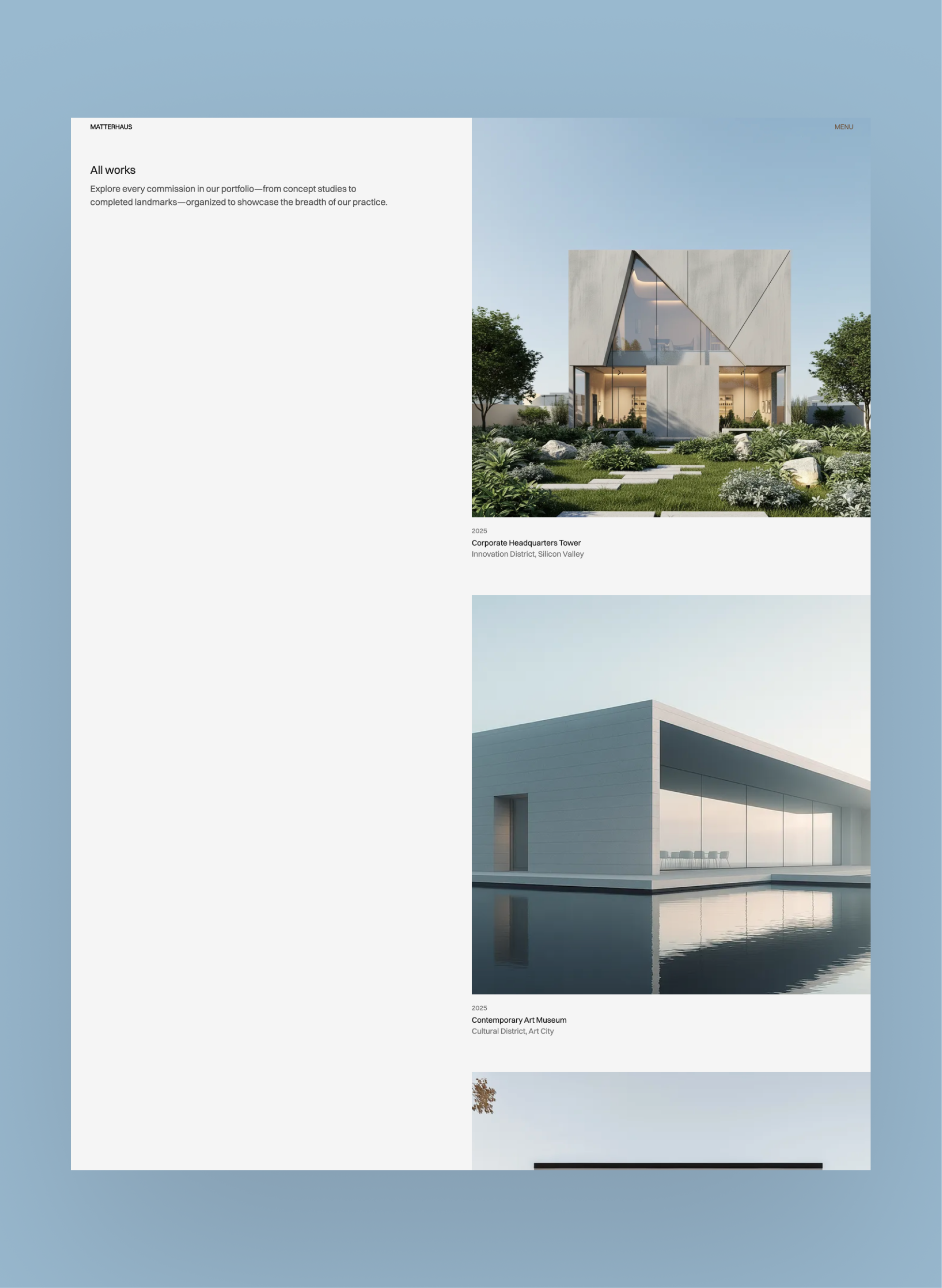 Matterhaus projects portfolio layout
