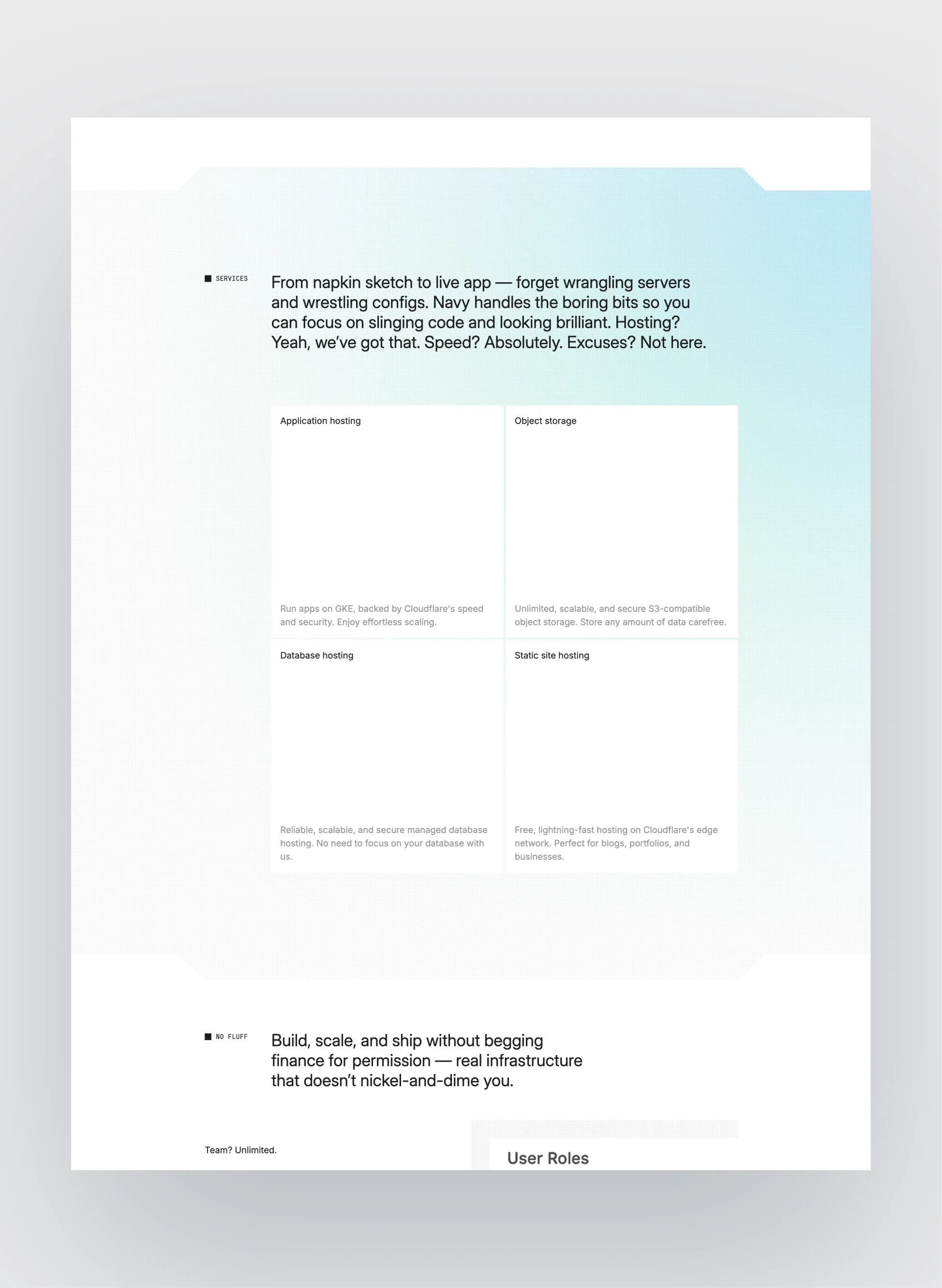 Navy pricing page layout