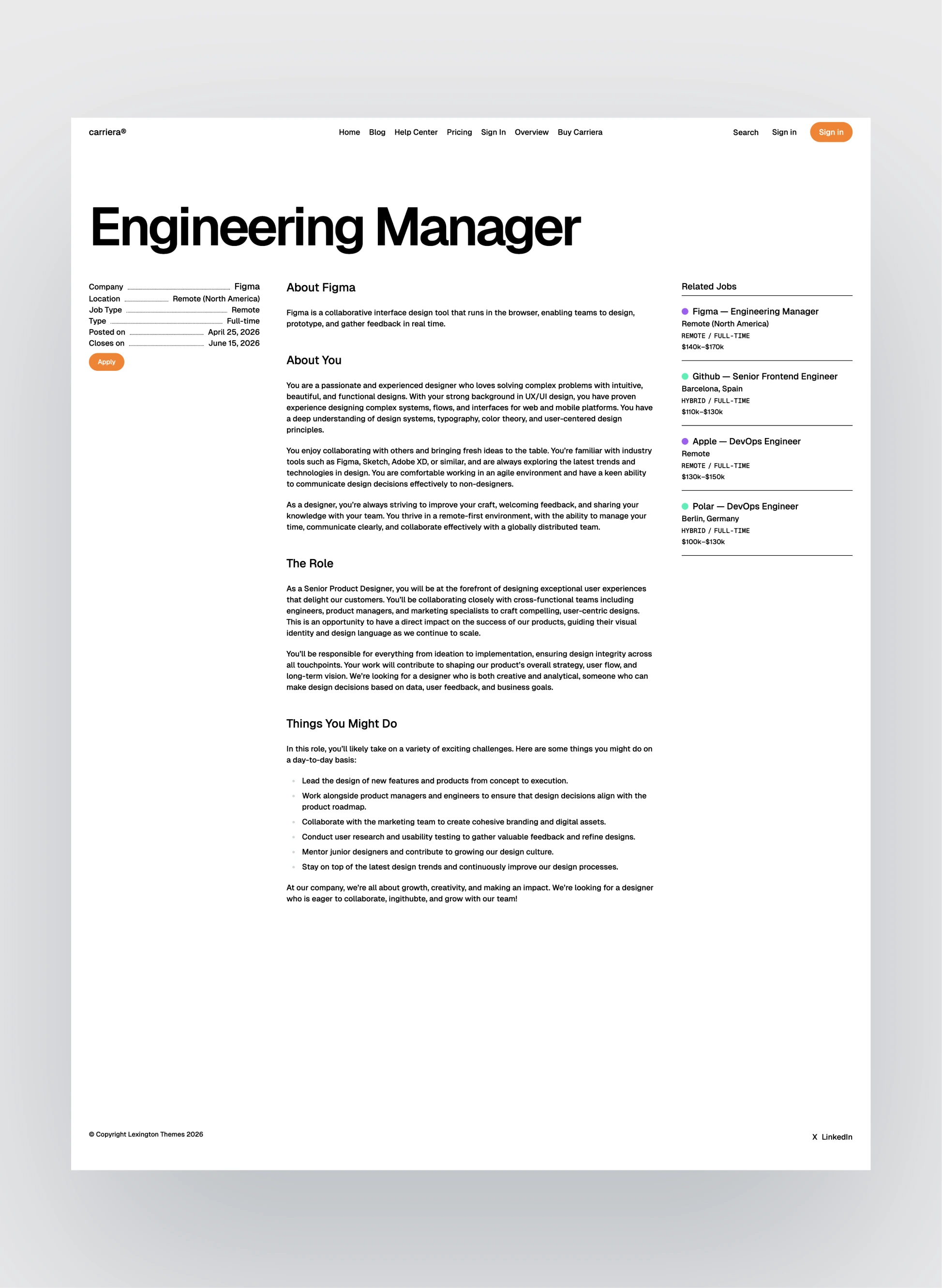 Carriera job submission layout