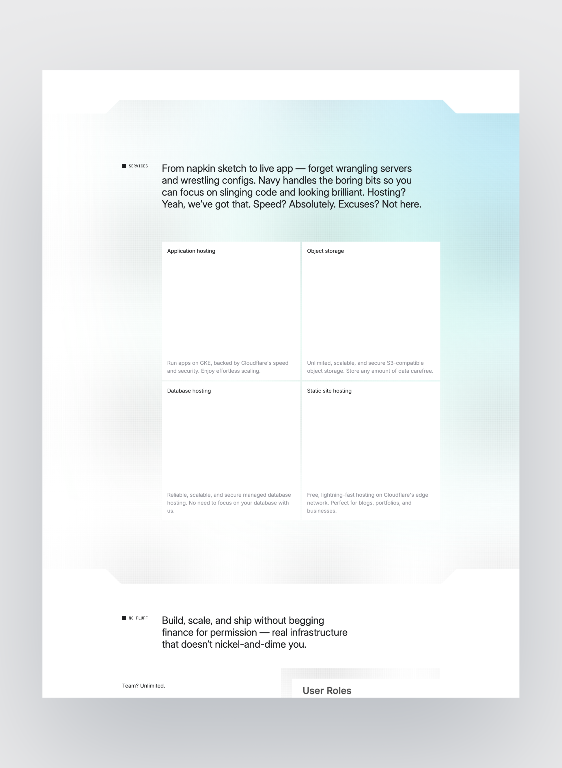 Navy pricing page layout