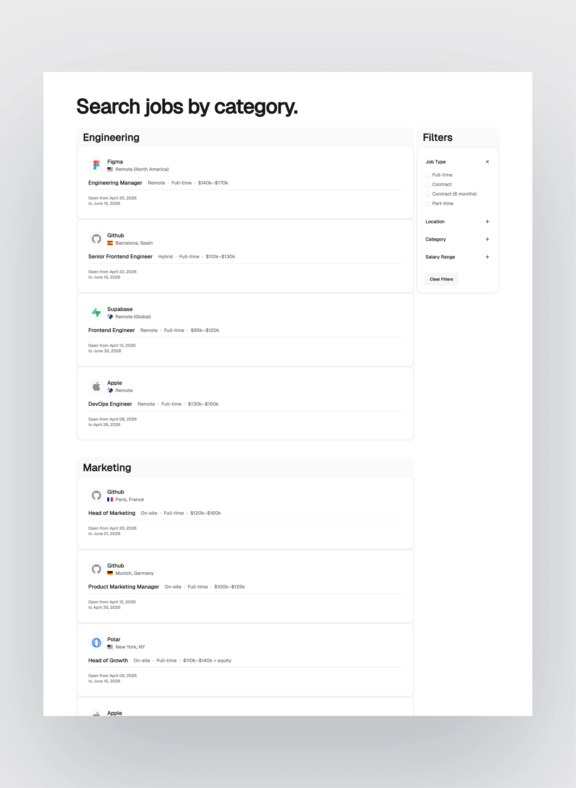 Hirewise company listing layout