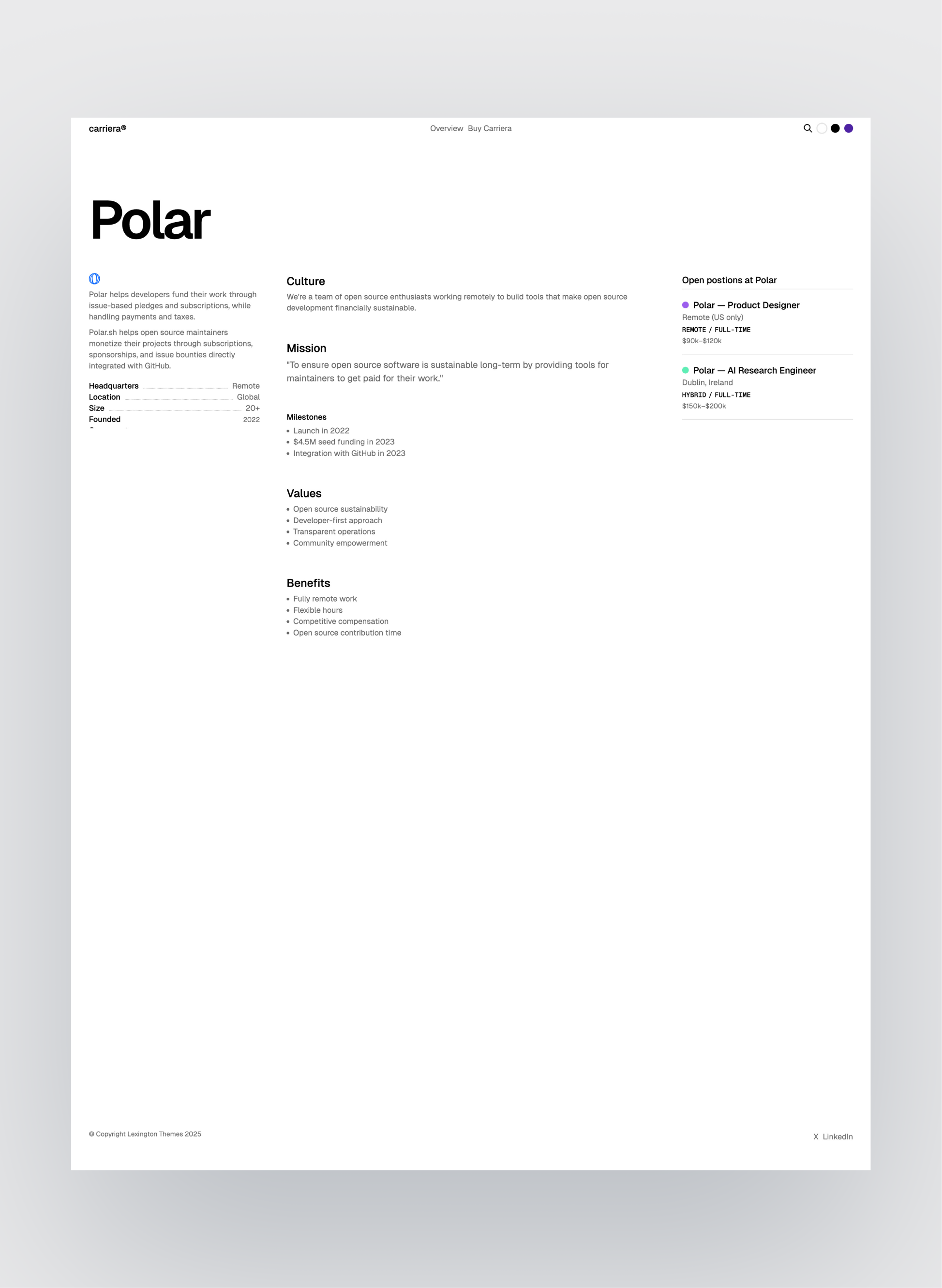 Carriera job submission layout