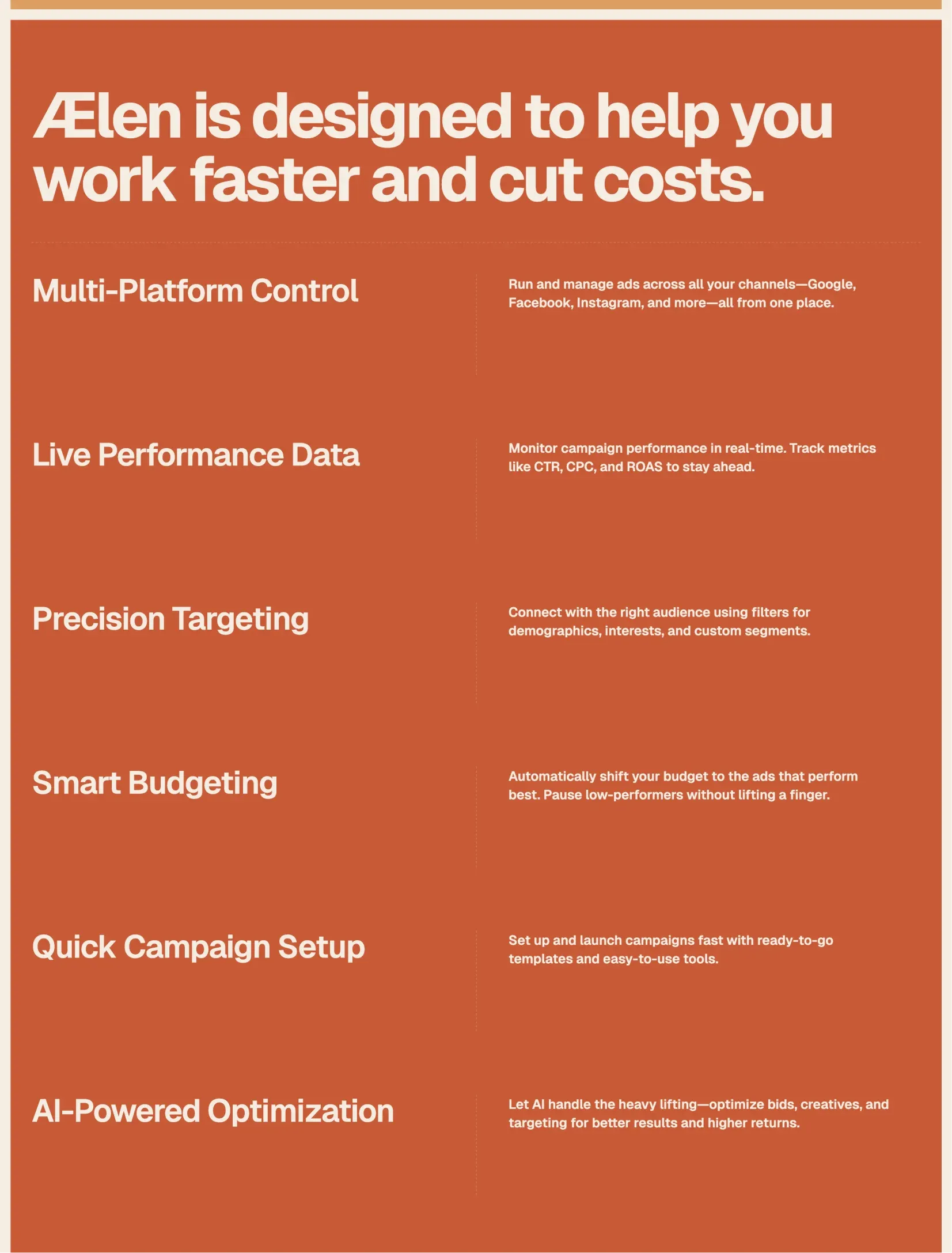 Ælen SaaS pricing page with minimal layout