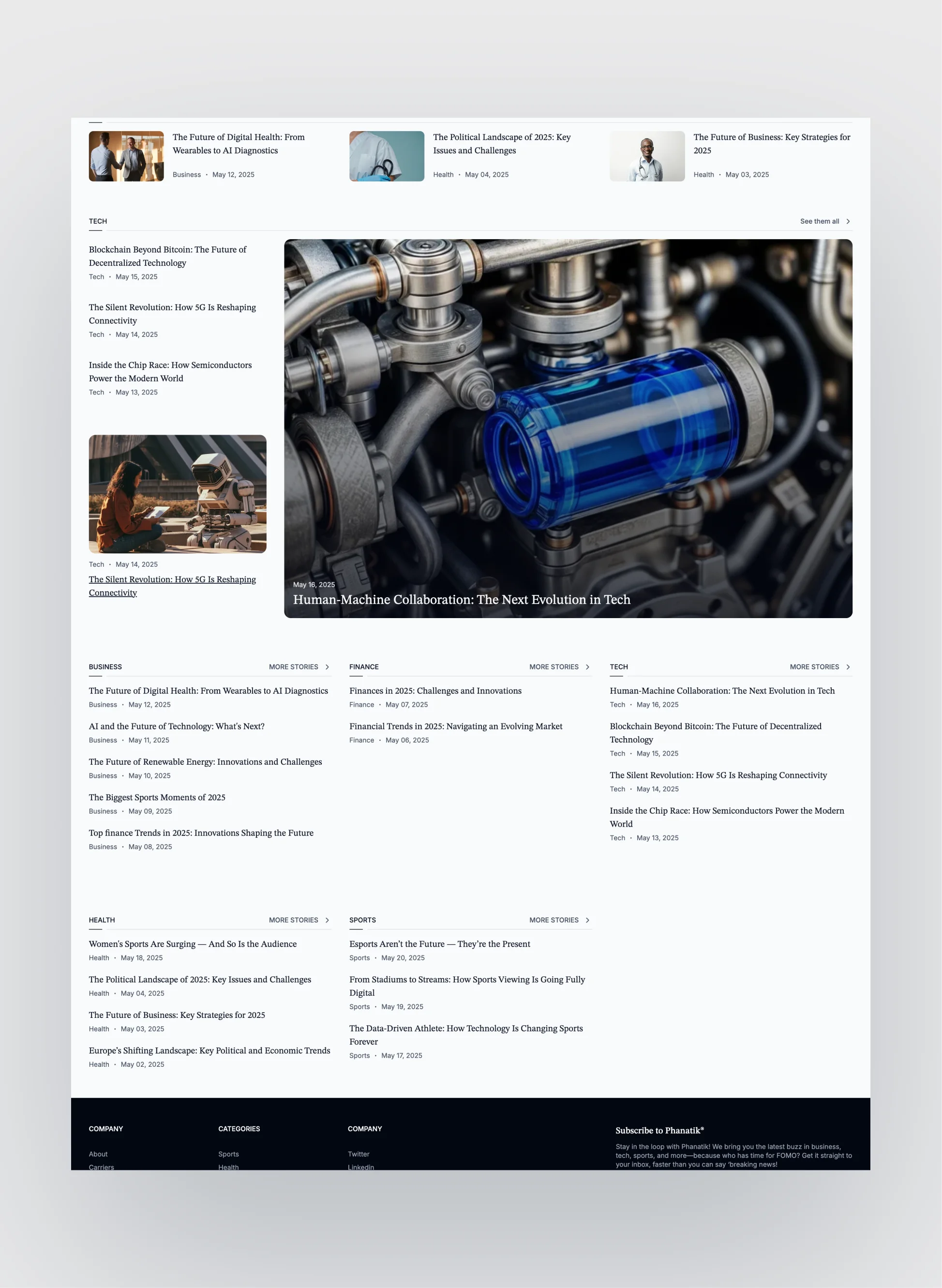 Phanatik blog landing layout