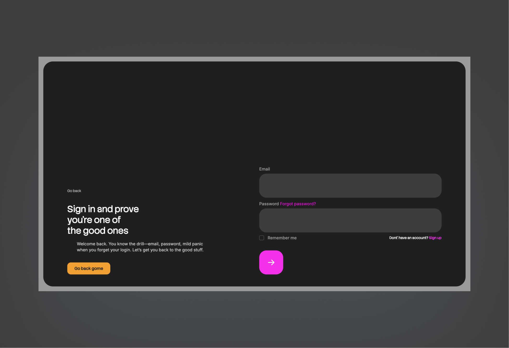 Snowpeak dark mode layout
