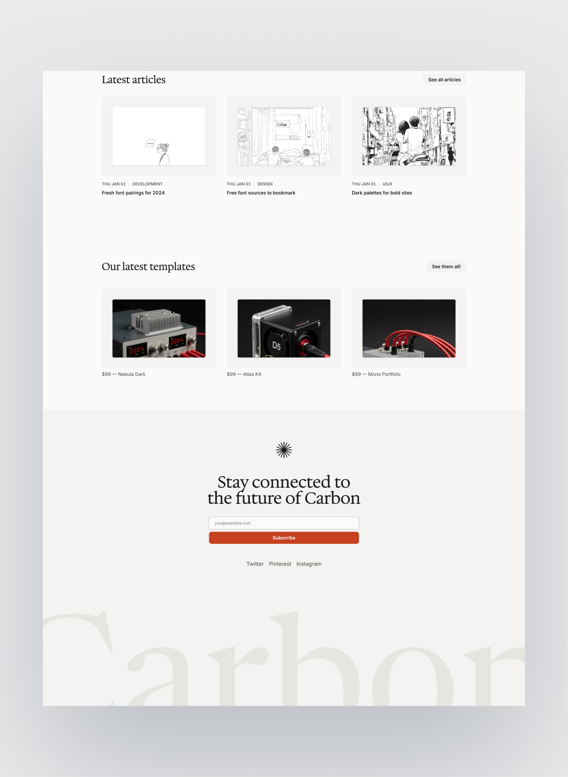 Carbon member dashboard layout