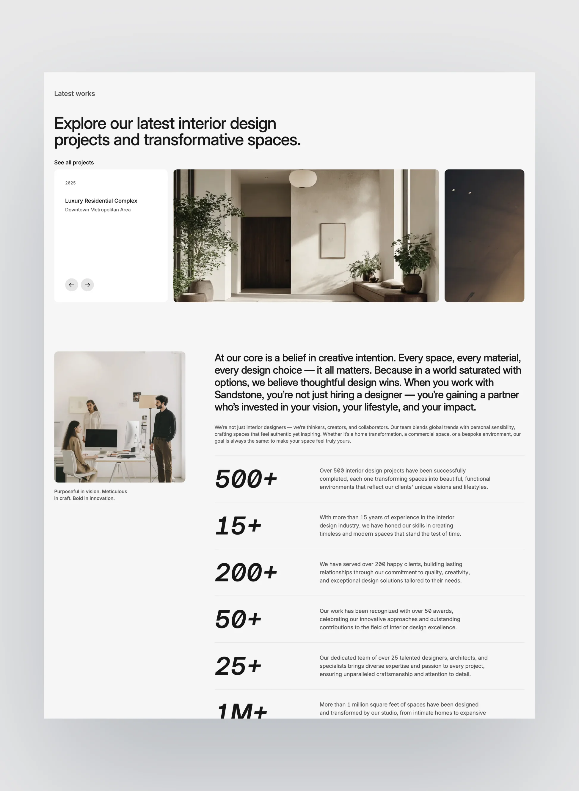 Sandstone projects portfolio layout