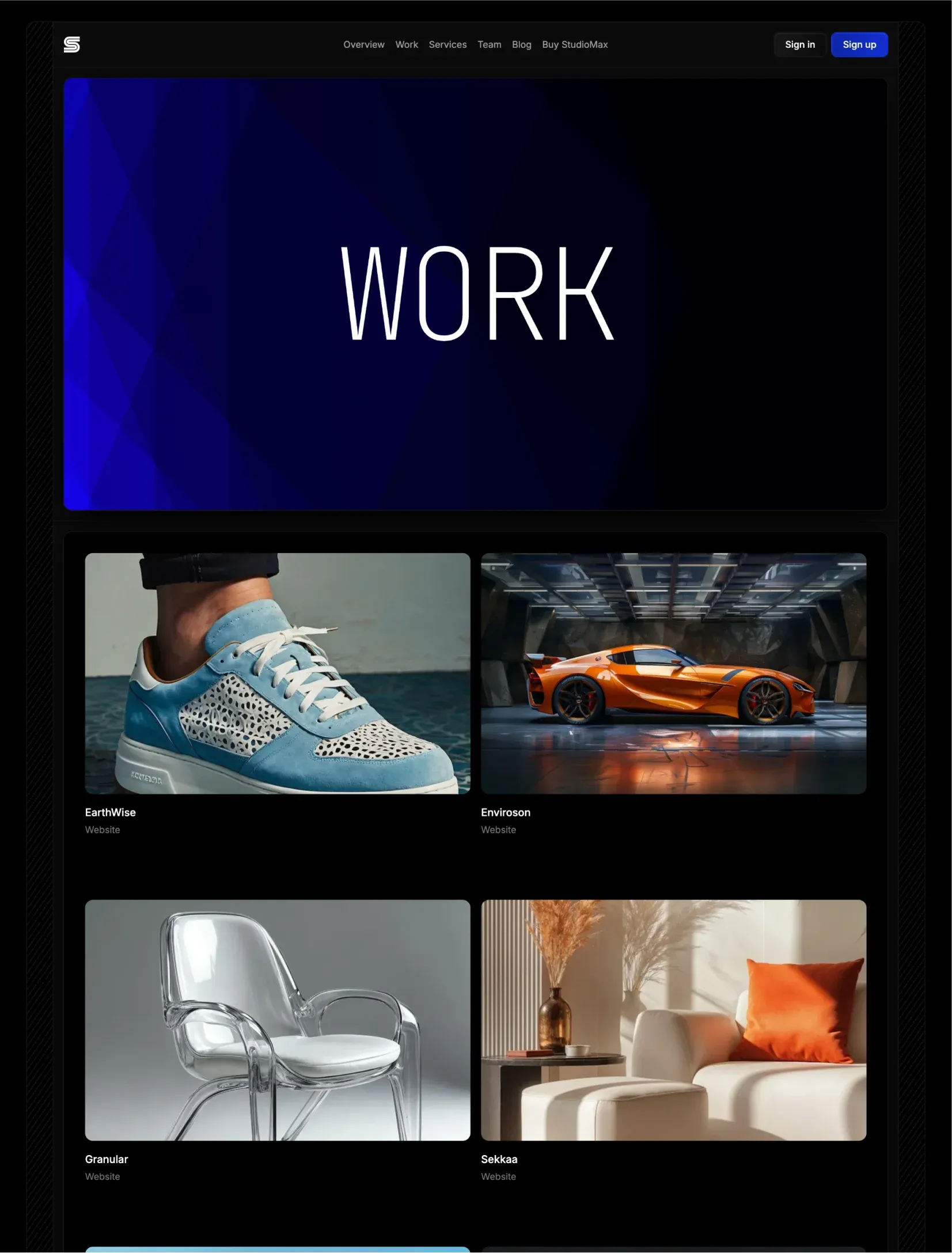 Studiomax dark mode interface