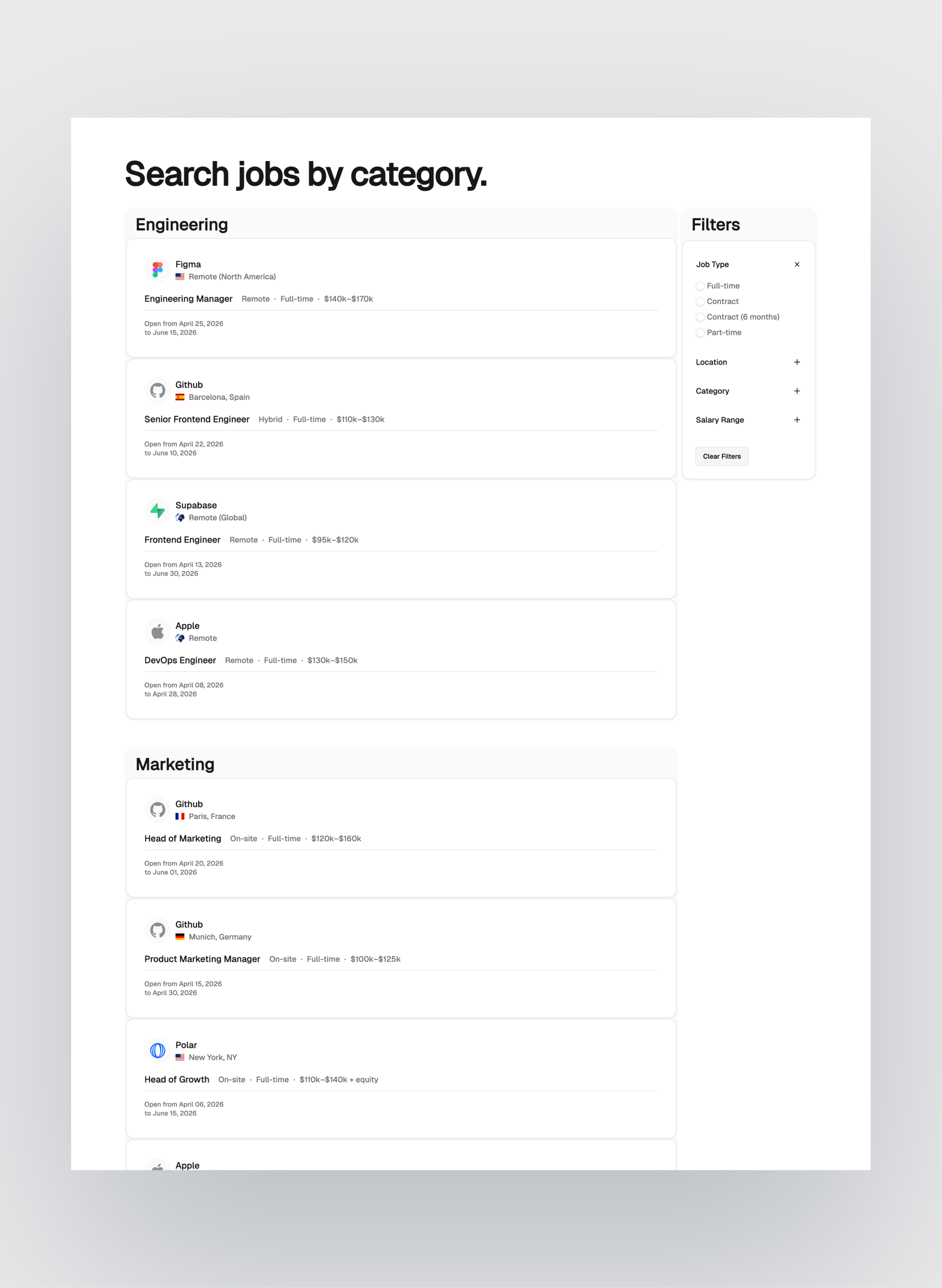 Hirewise company listing layout