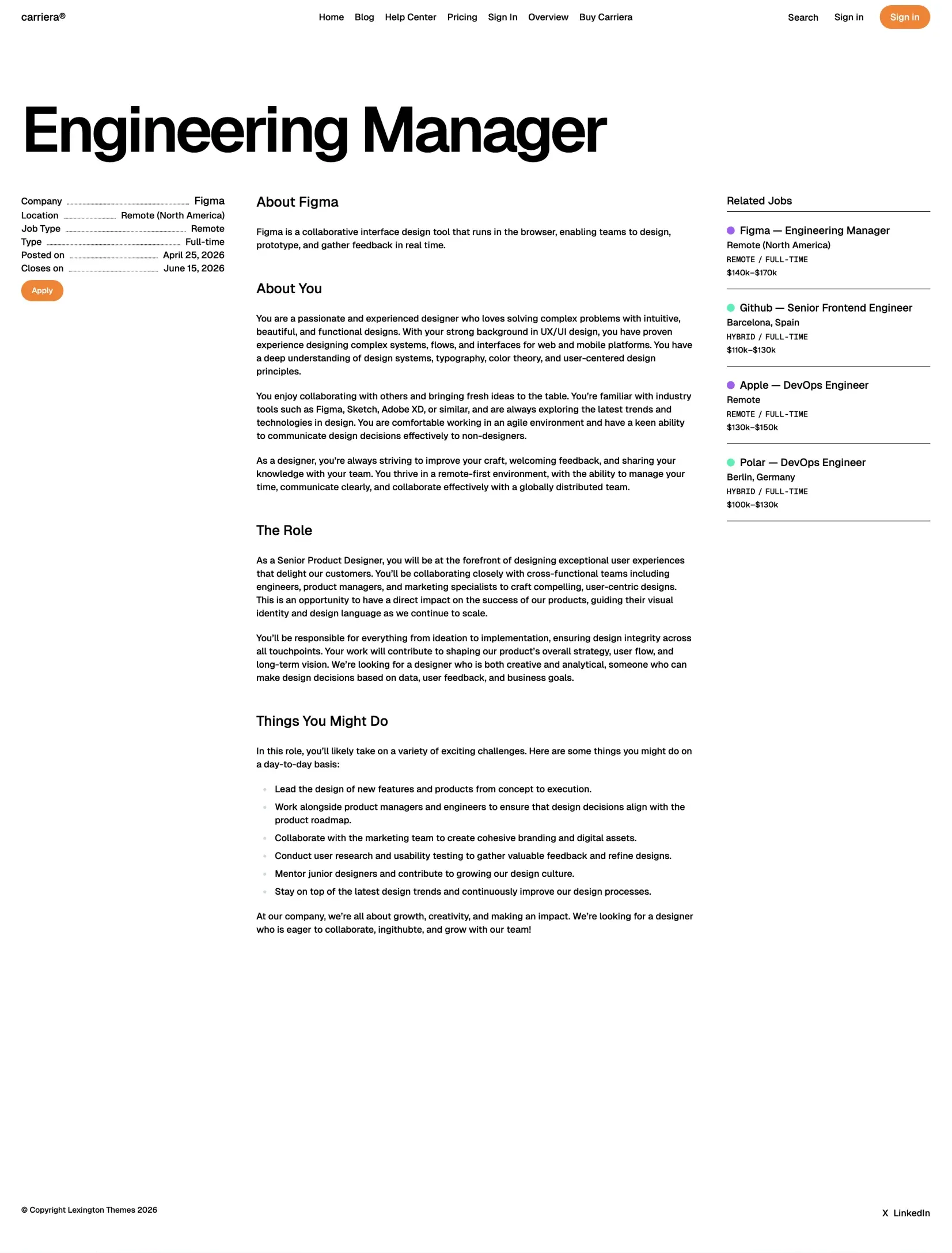 Carriera job submission layout