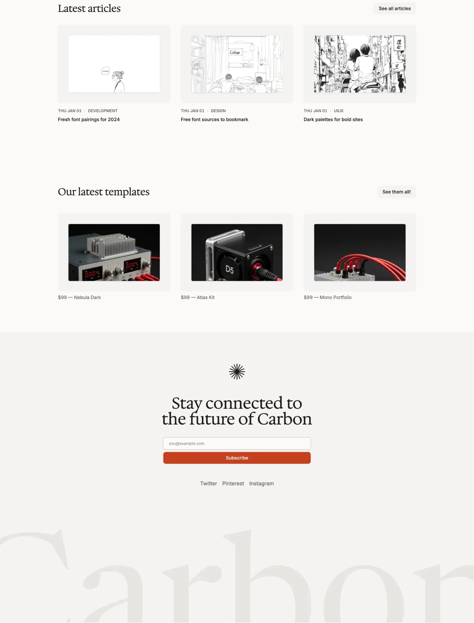 Carbon member dashboard layout