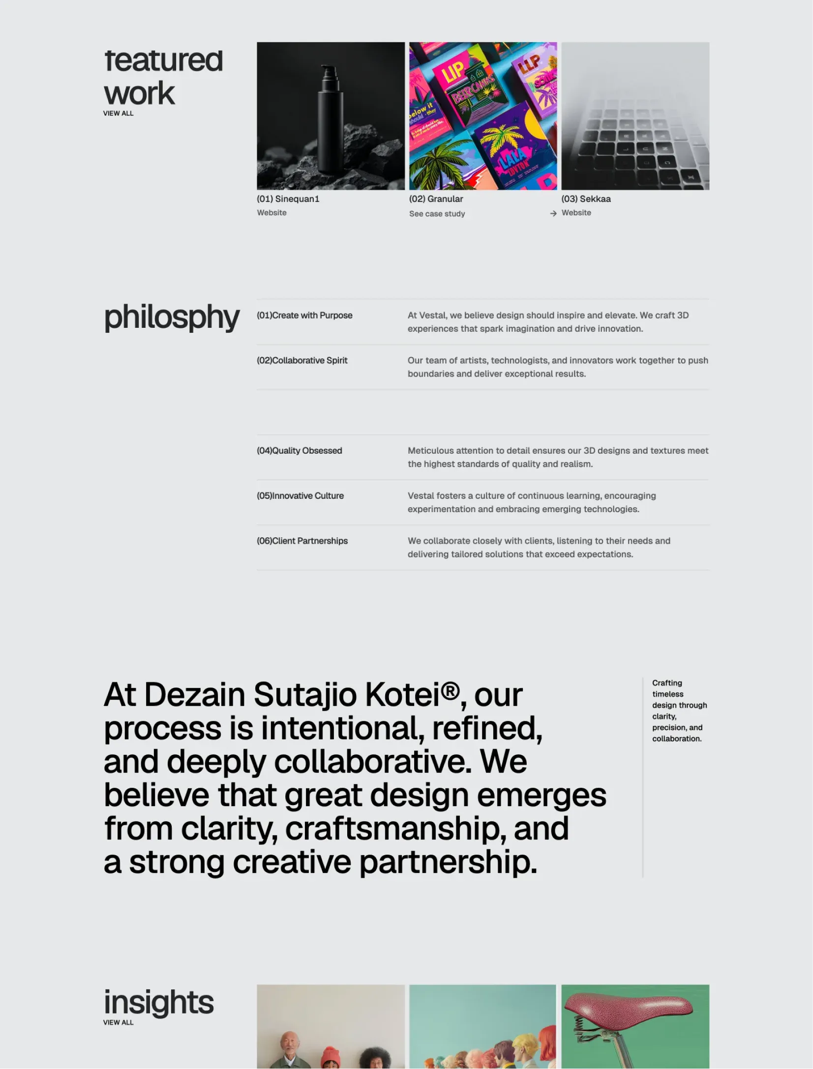 Kotei about page layout