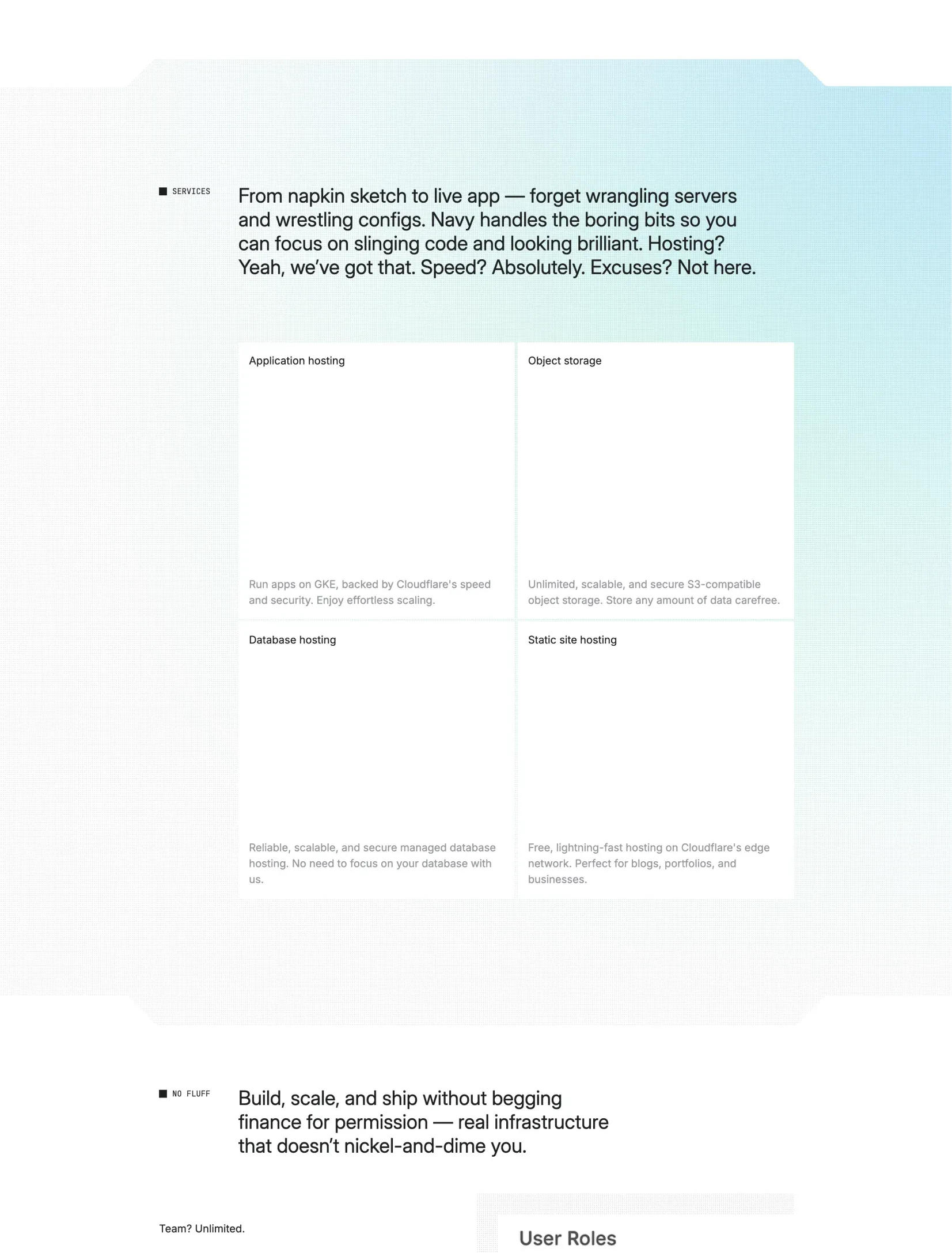 Navy pricing page layout