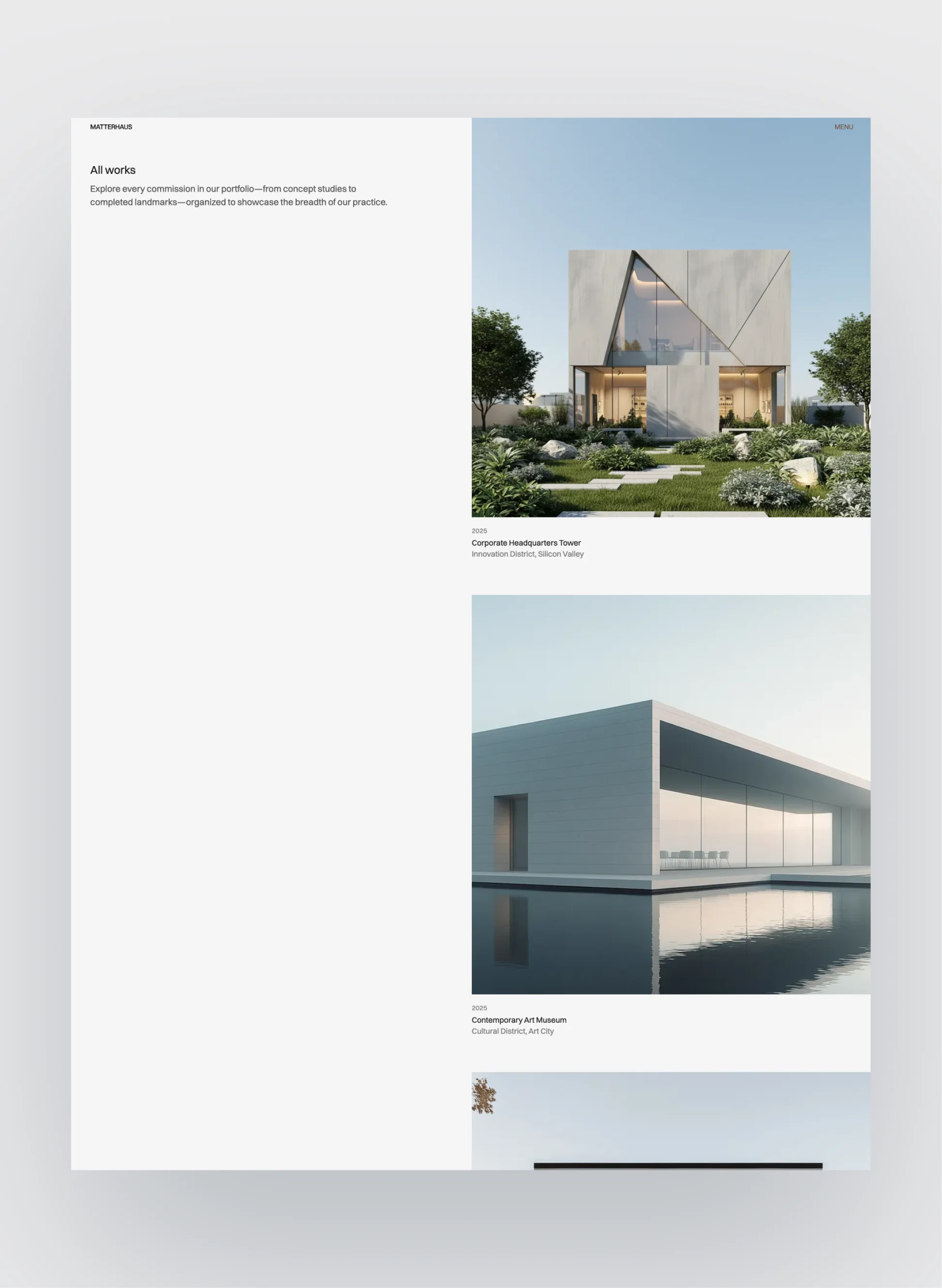 Matterhaus projects portfolio layout