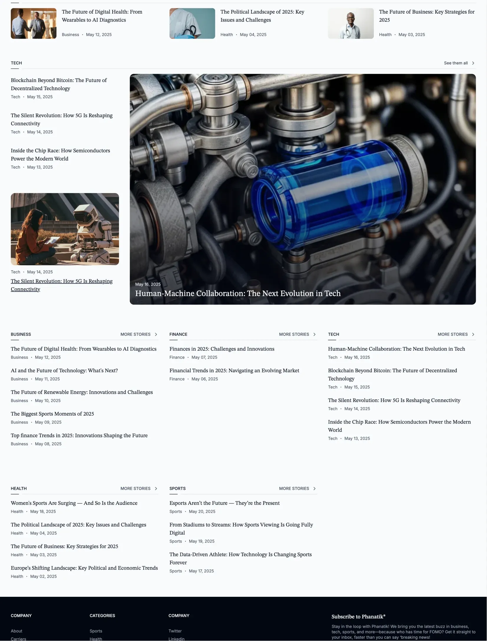 Phanatik blog landing layout