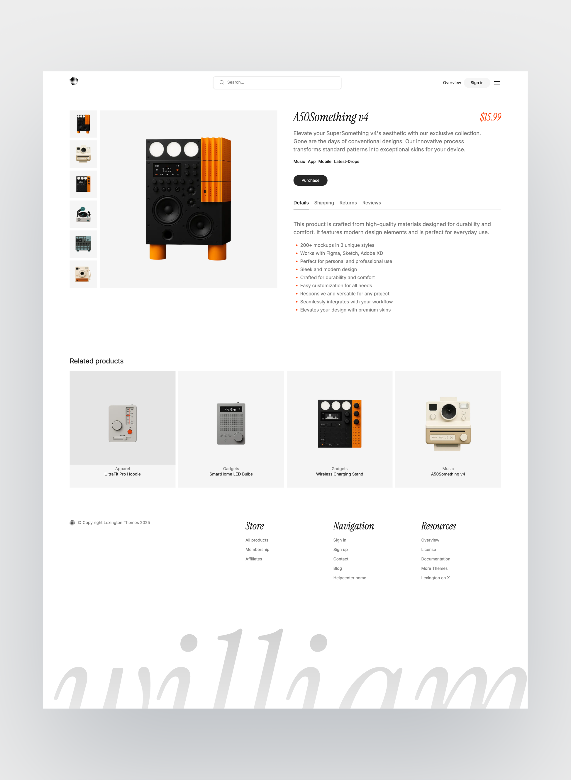 Williamsburg product listing grid
