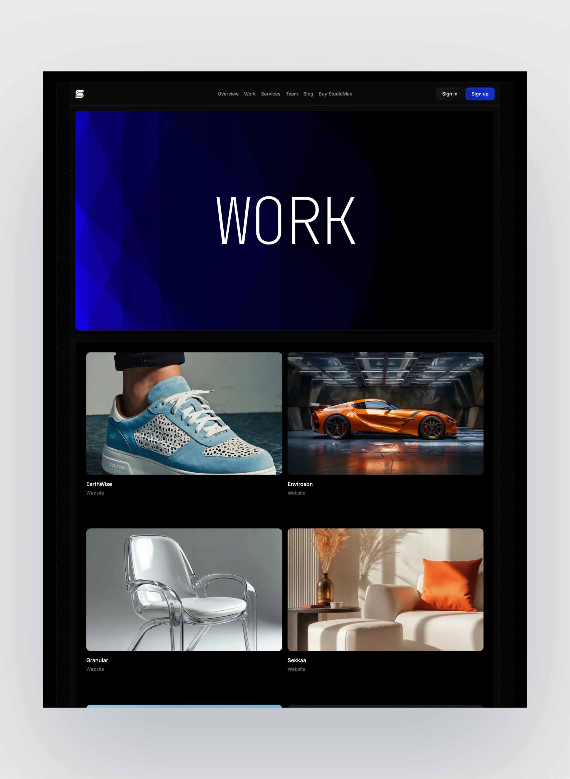 Studiomax dark mode interface