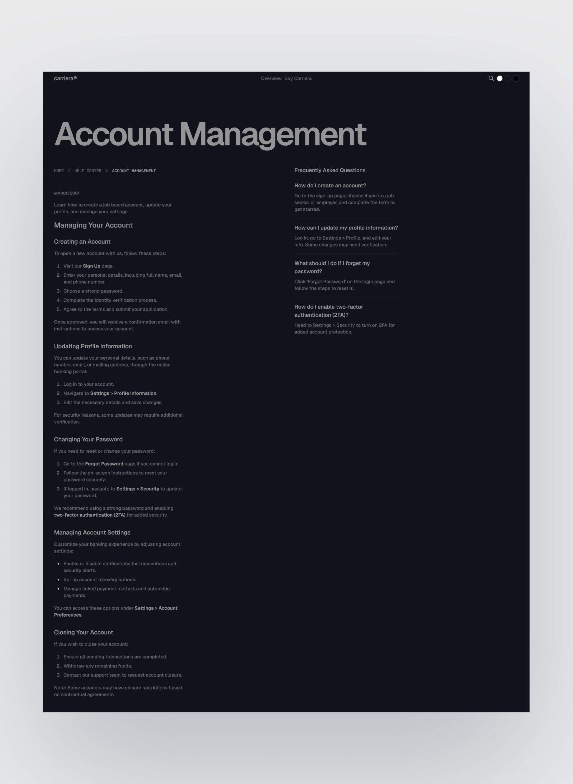 Carriera page preview