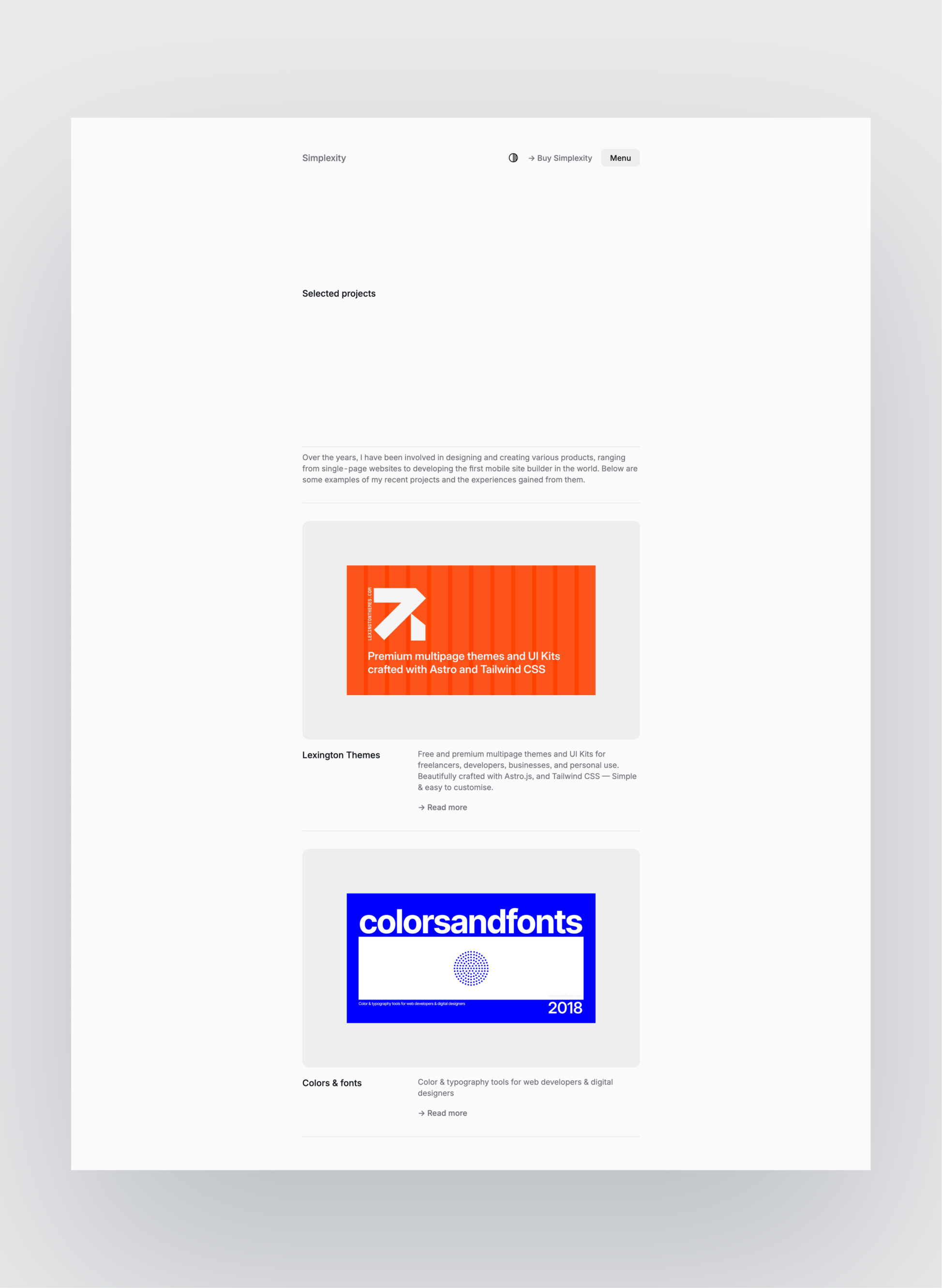 Simplexity blog layout