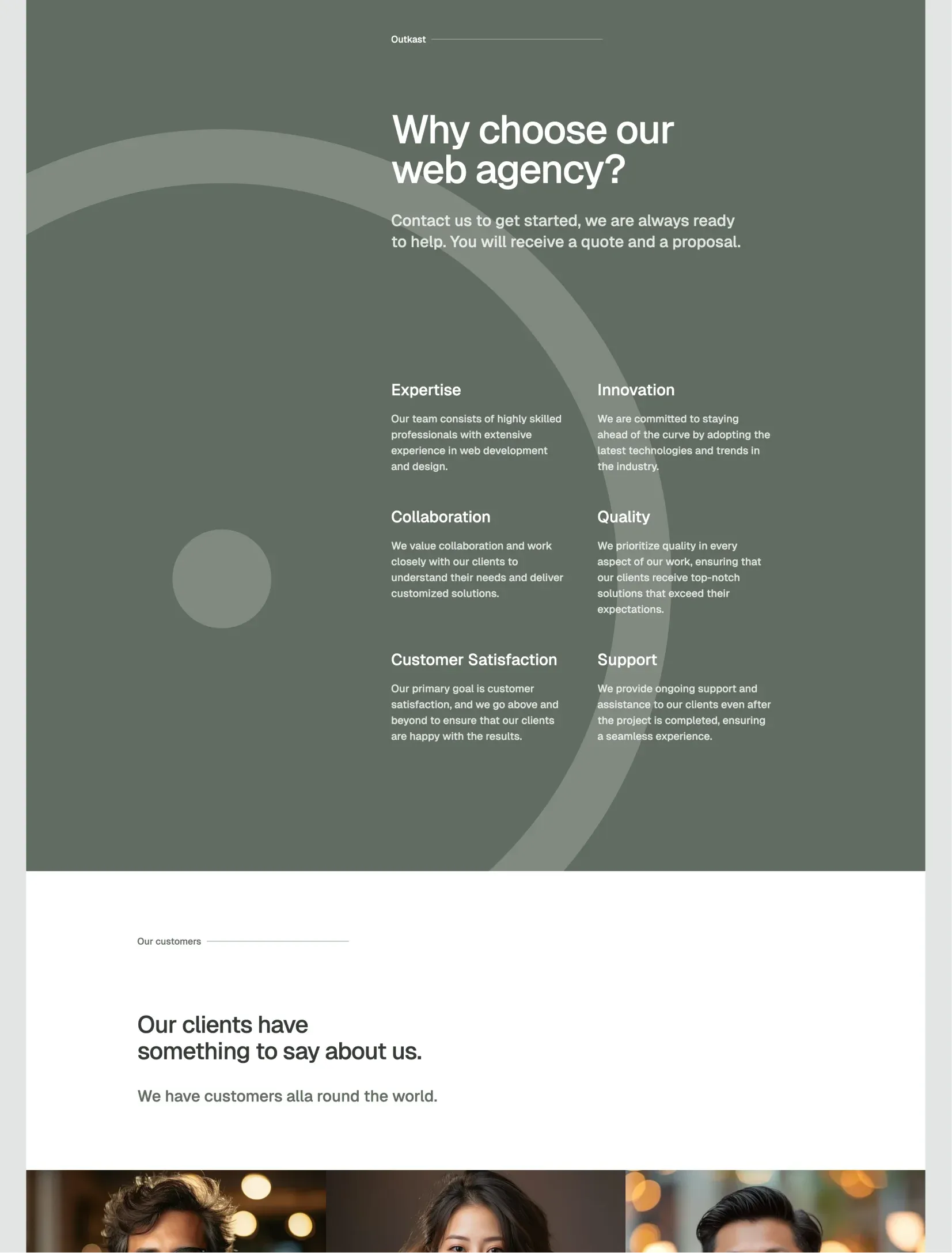 Outkast services page layout