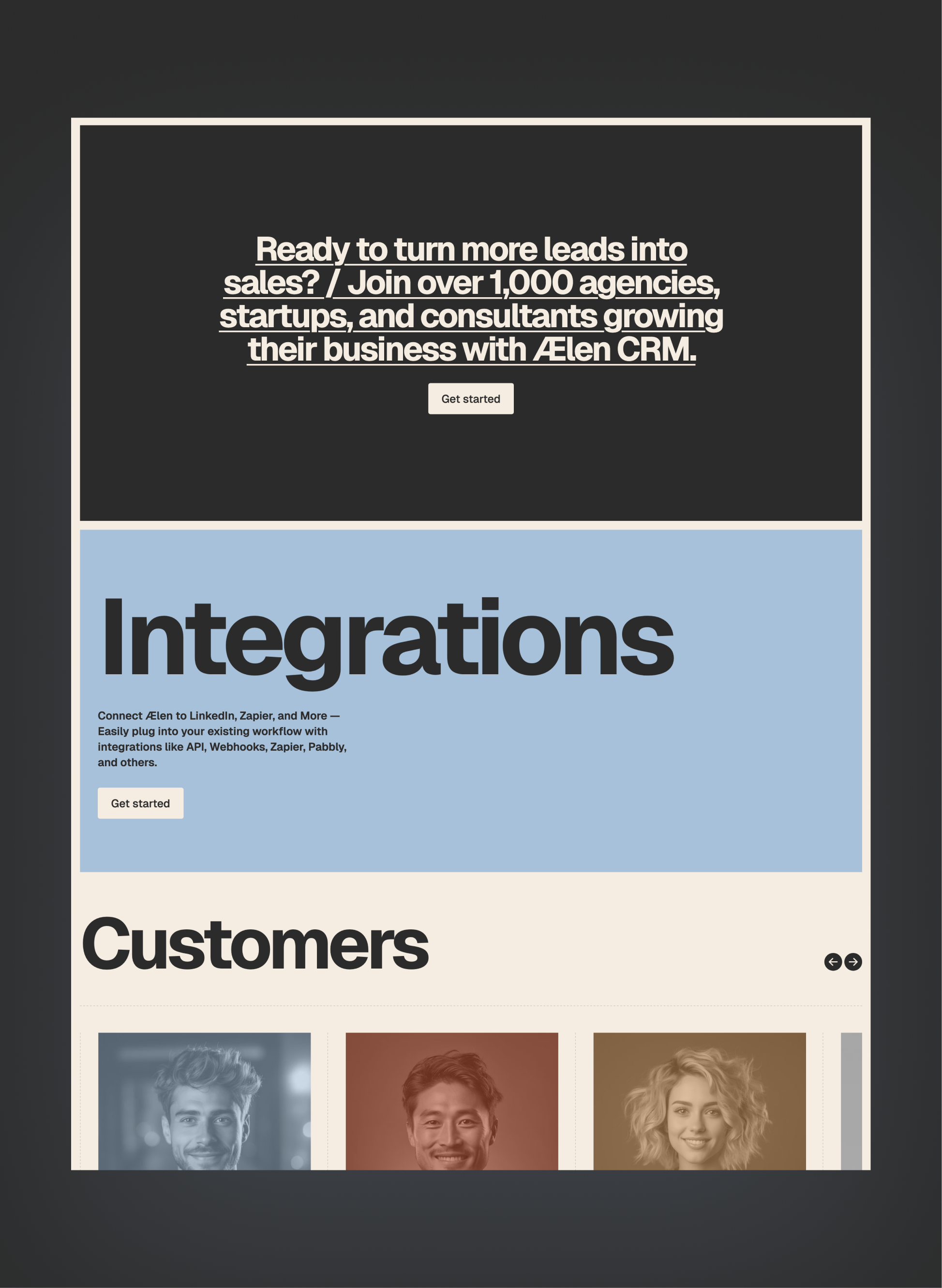 Ælen SaaS integrations page for software tools