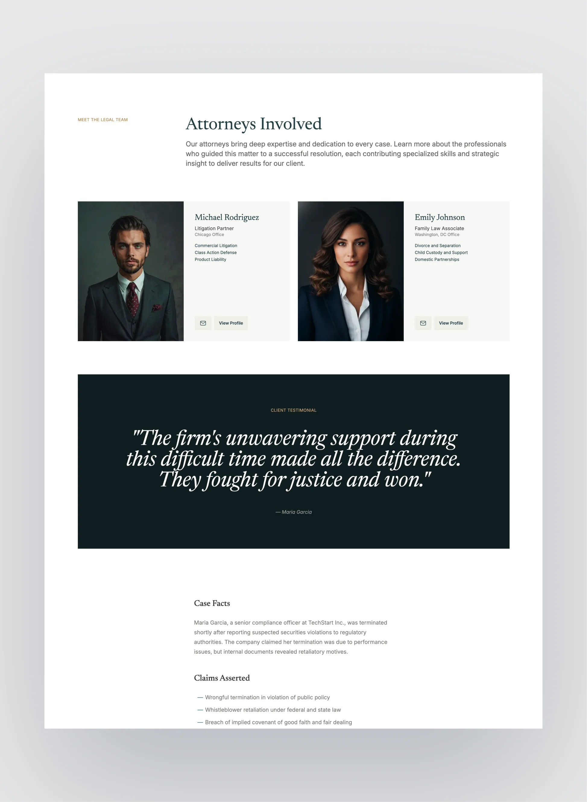 Carrington press and media layout for law firms
